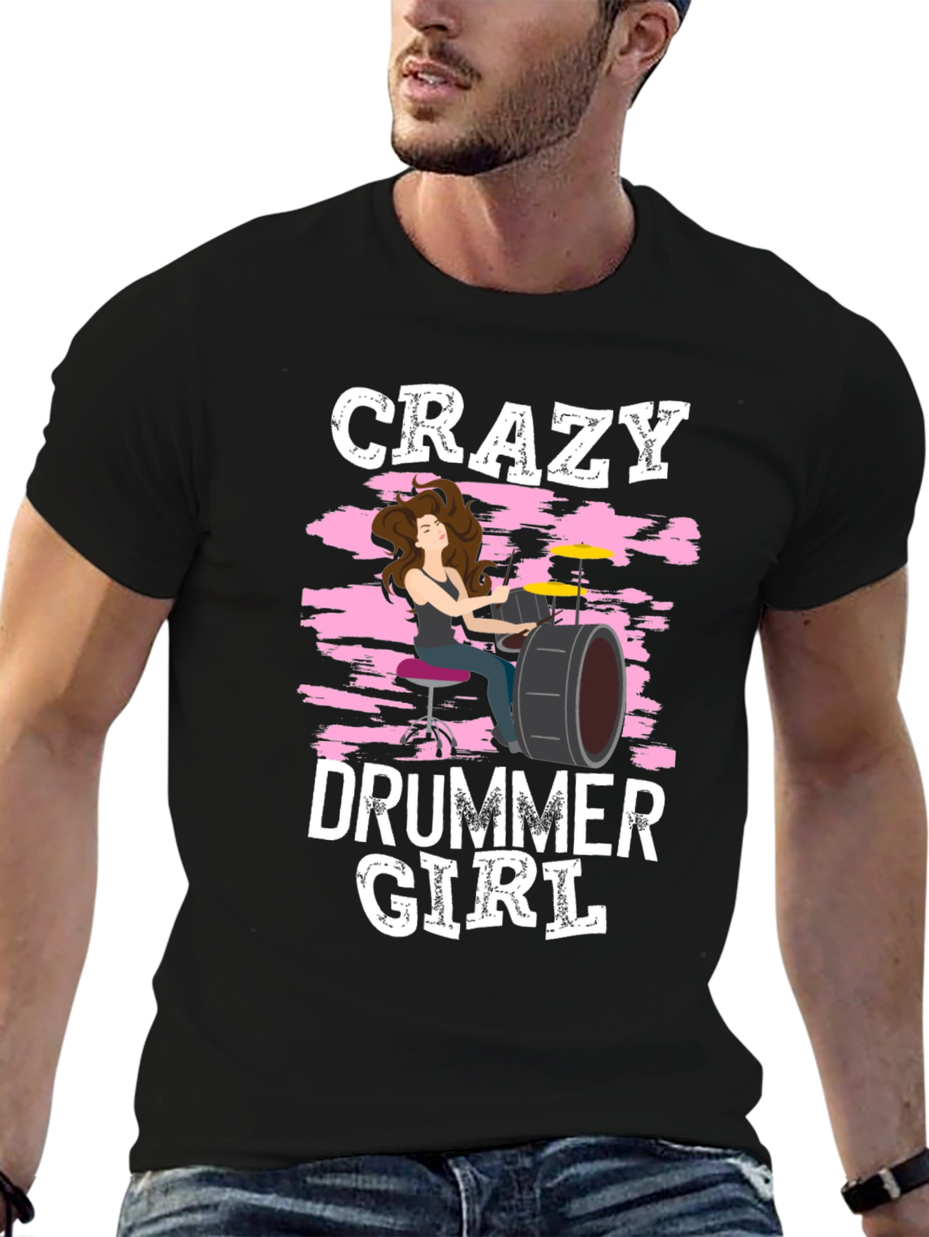 Crazy Drummer Girl T-Shirt - Rock and Roll Tee