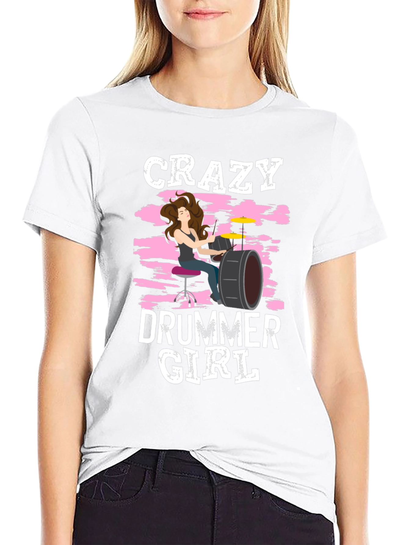 Crazy Drummer Girl T-Shirt - Rock and Roll Tee