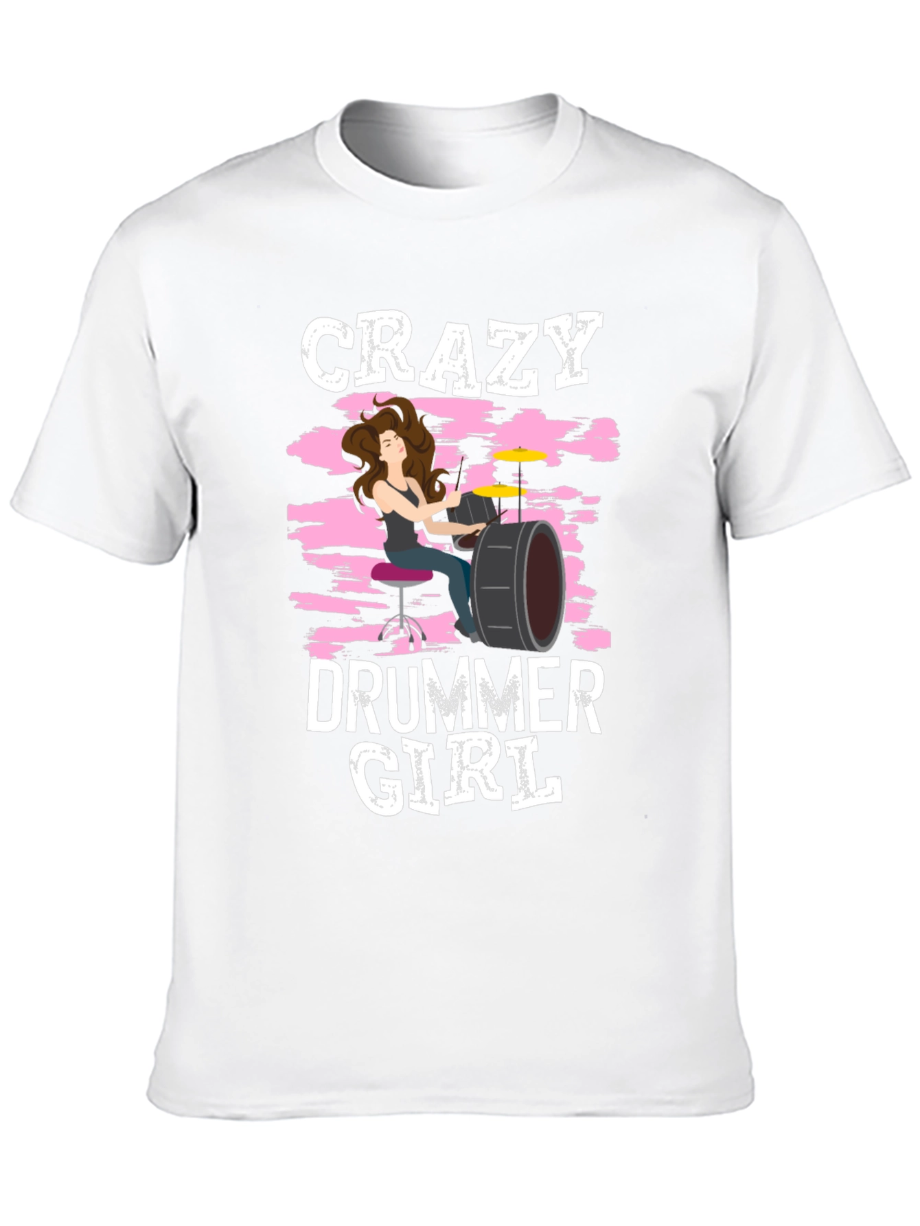 Crazy Drummer Girl T-Shirt - Rock and Roll Tee