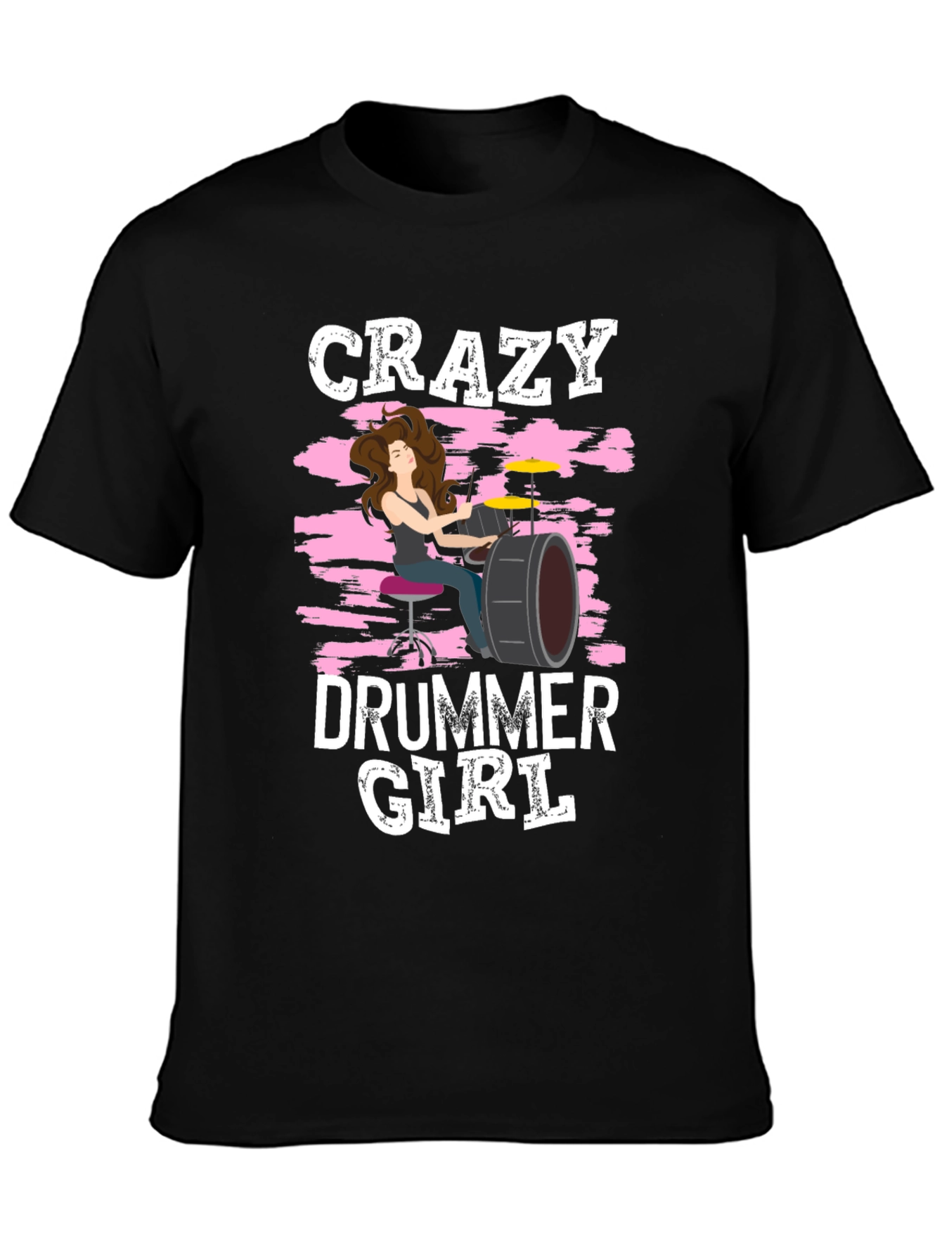 Crazy Drummer Girl T-Shirt - Rock and Roll Tee
