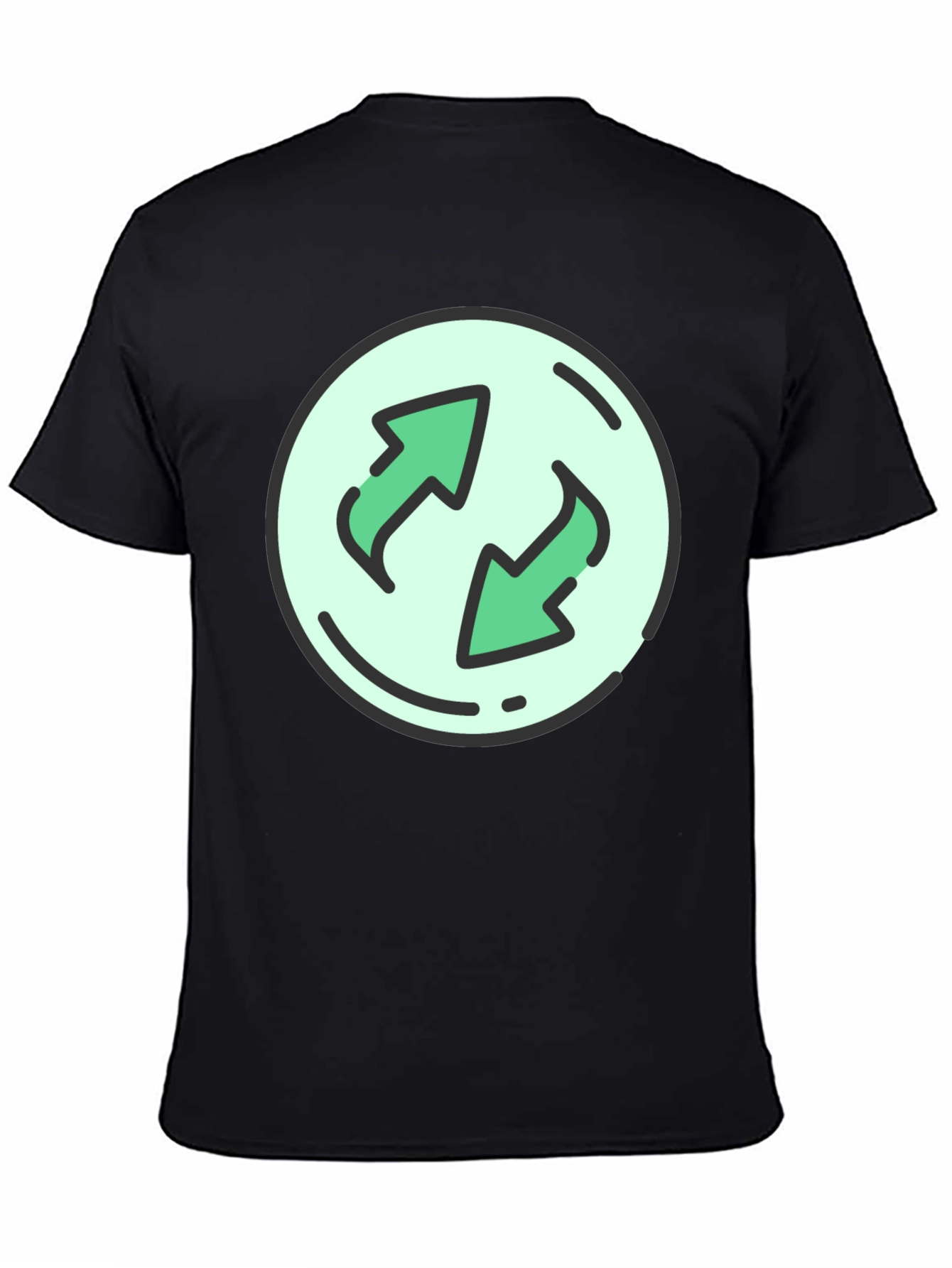 Black T-Shirt with Circular Recycle Arrow Graphic
