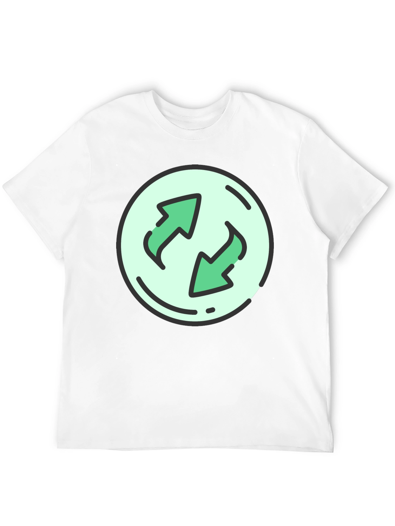 Black T-Shirt with Circular Recycle Arrow Graphic