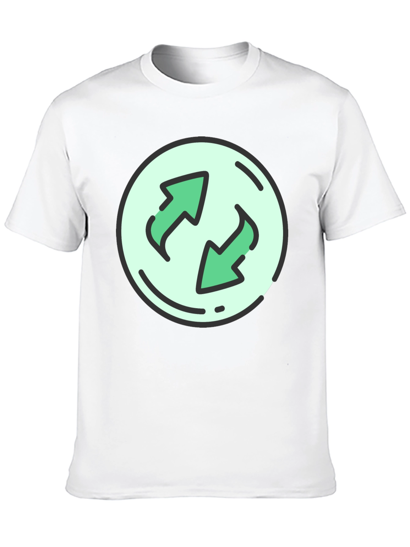 Black T-Shirt with Circular Recycle Arrow Graphic
