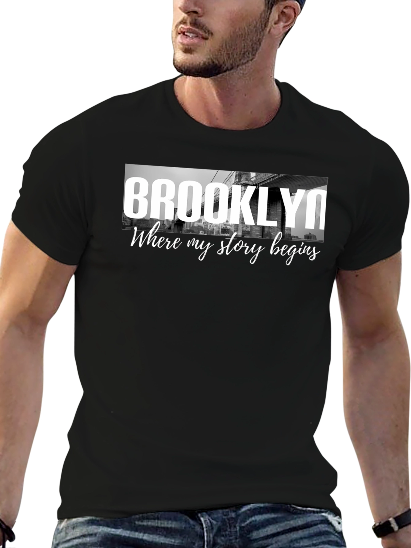 Brooklyn Story Begins Black Graphic Tee Shirt