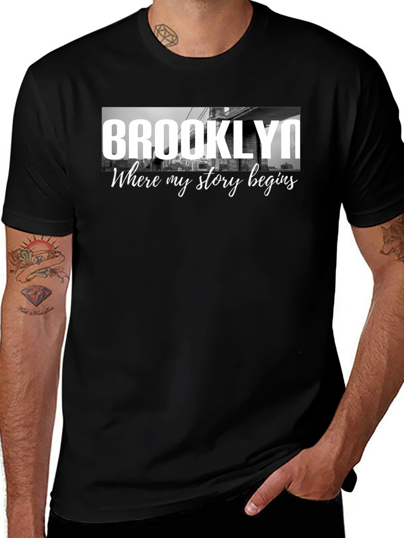 Brooklyn Story Begins Black Graphic Tee Shirt
