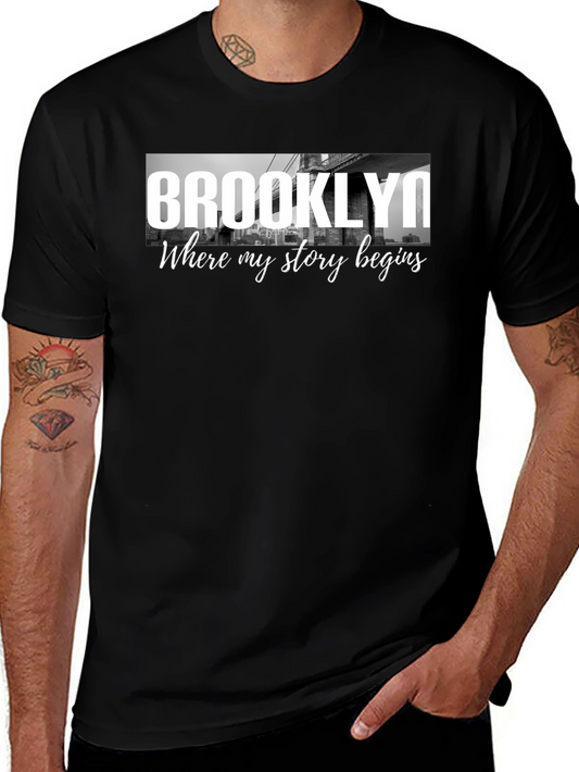 Brooklyn Story Begins Black Graphic Tee Shirt