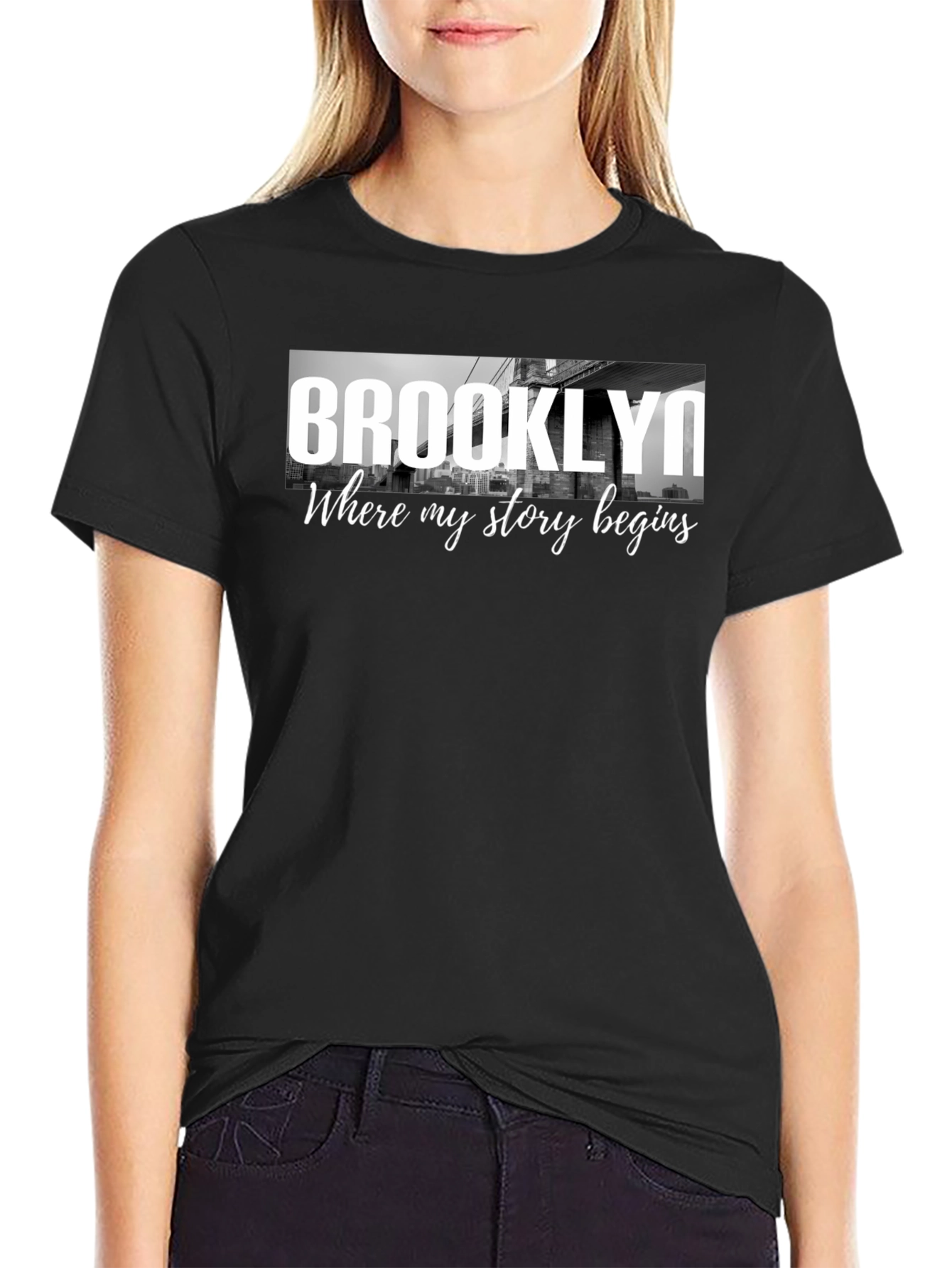 Brooklyn Story Begins Black Graphic Tee Shirt