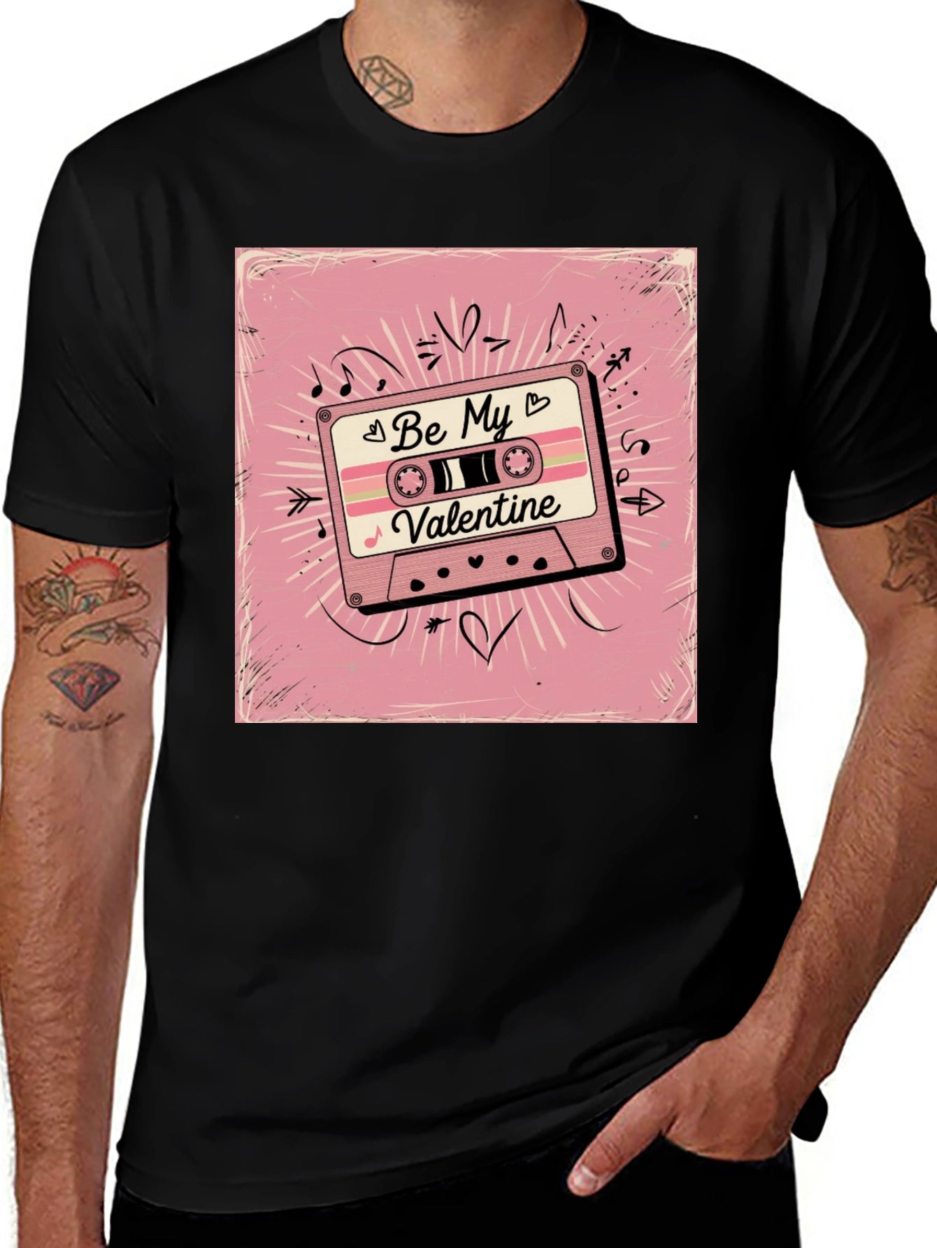 Retro Valentines Day Cassette Tape Graphic T-Shirt