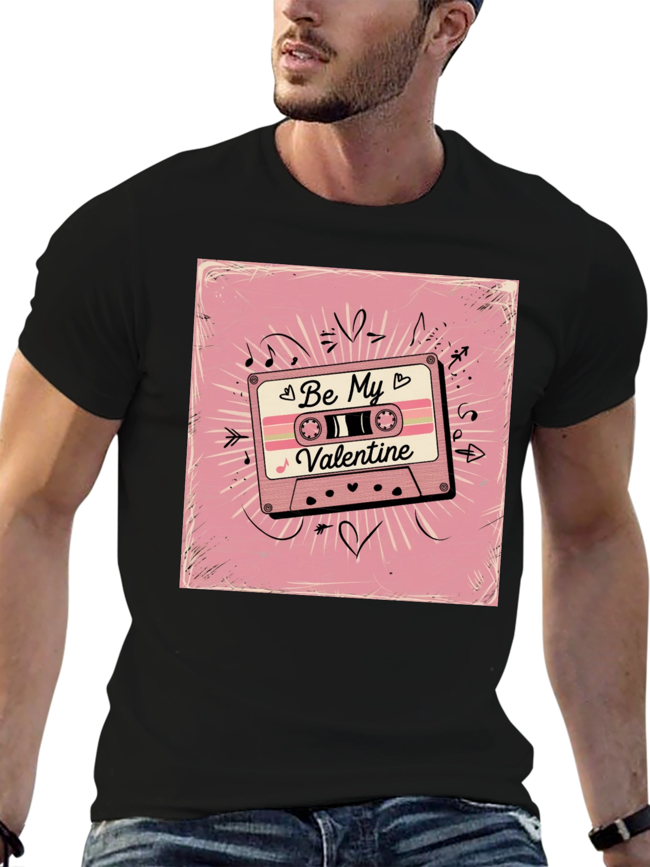 Retro Valentines Day Cassette Tape Graphic T-Shirt