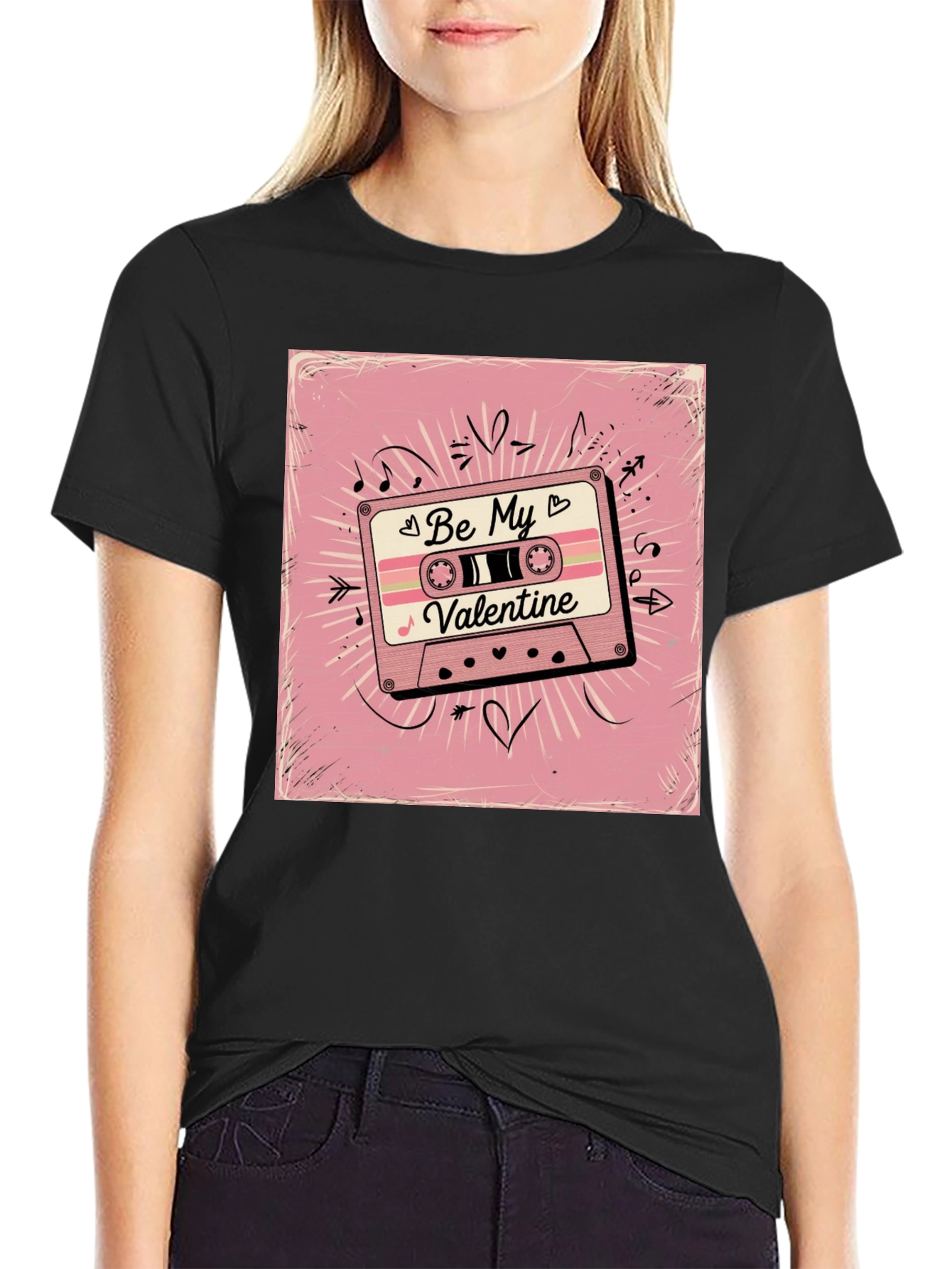 Retro Valentines Day Cassette Tape Graphic T-Shirt