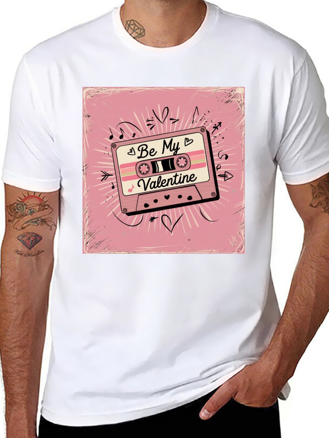 Retro Valentines Day Cassette Tape Graphic T-Shirt