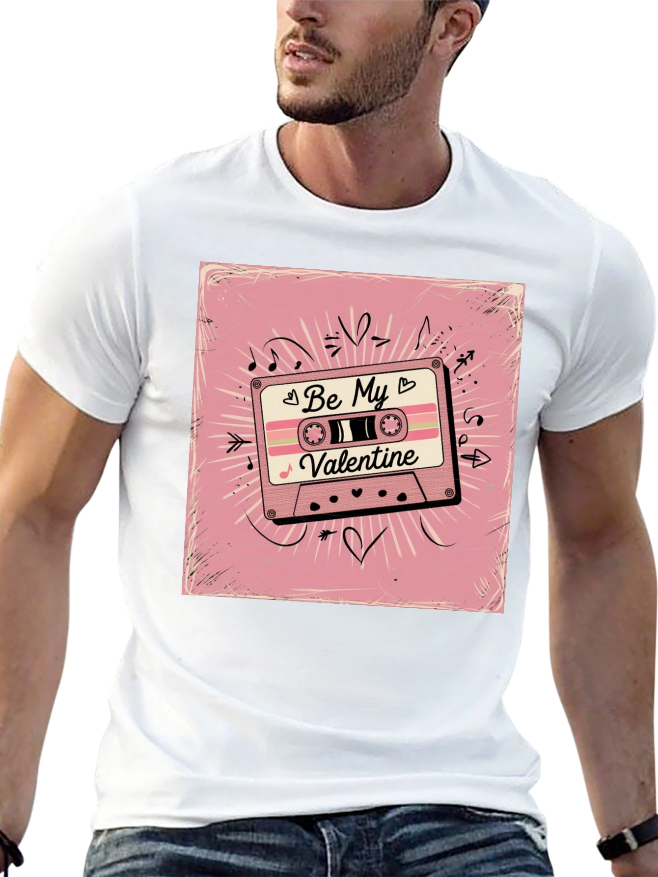 Retro Valentines Day Cassette Tape Graphic T-Shirt