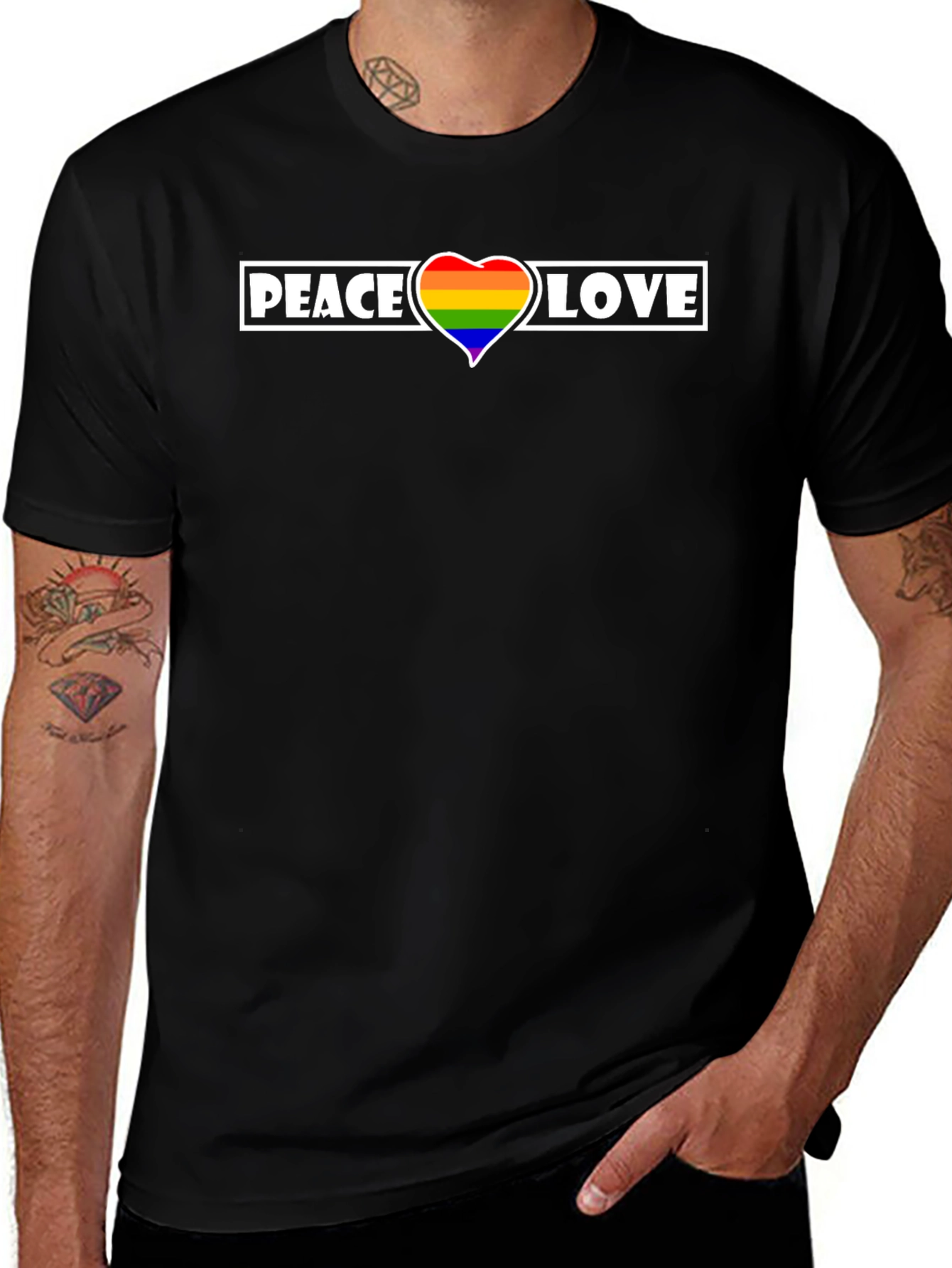 Peace Love Rainbow Heart T-Shirt - Pride Apparel