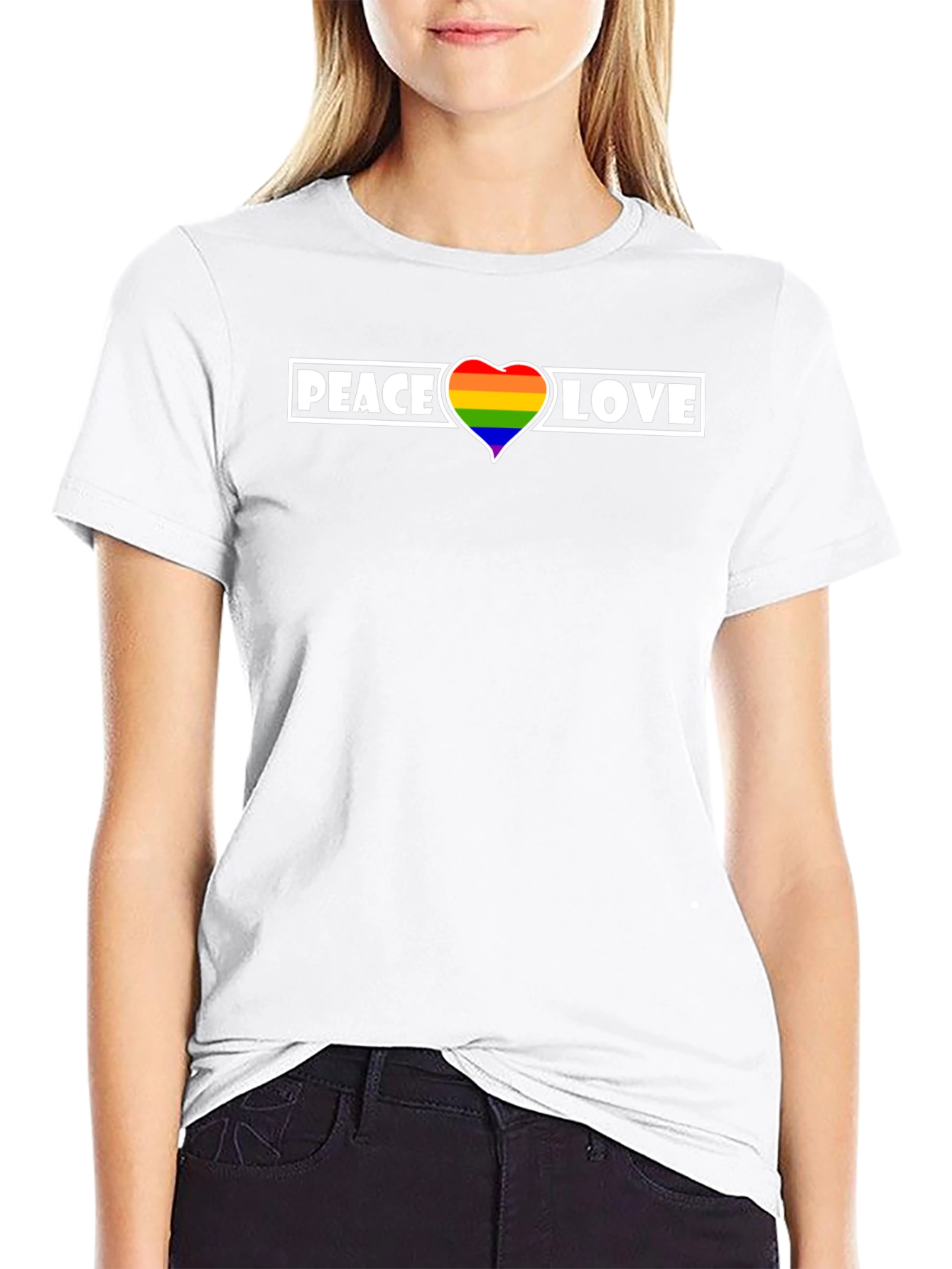 Peace Love Rainbow Heart T-Shirt - Pride Apparel