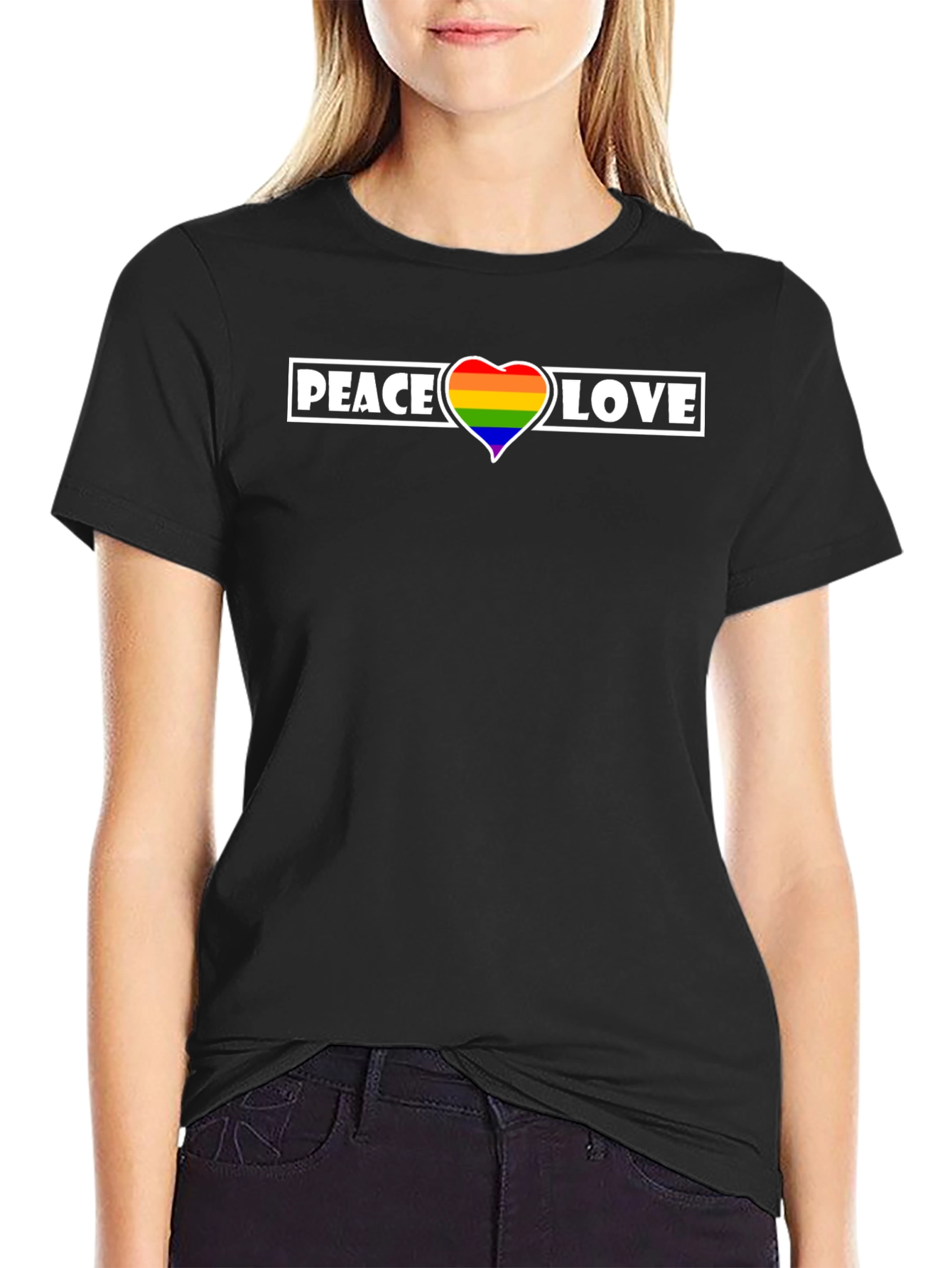 Peace Love Rainbow Heart T-Shirt - Pride Apparel