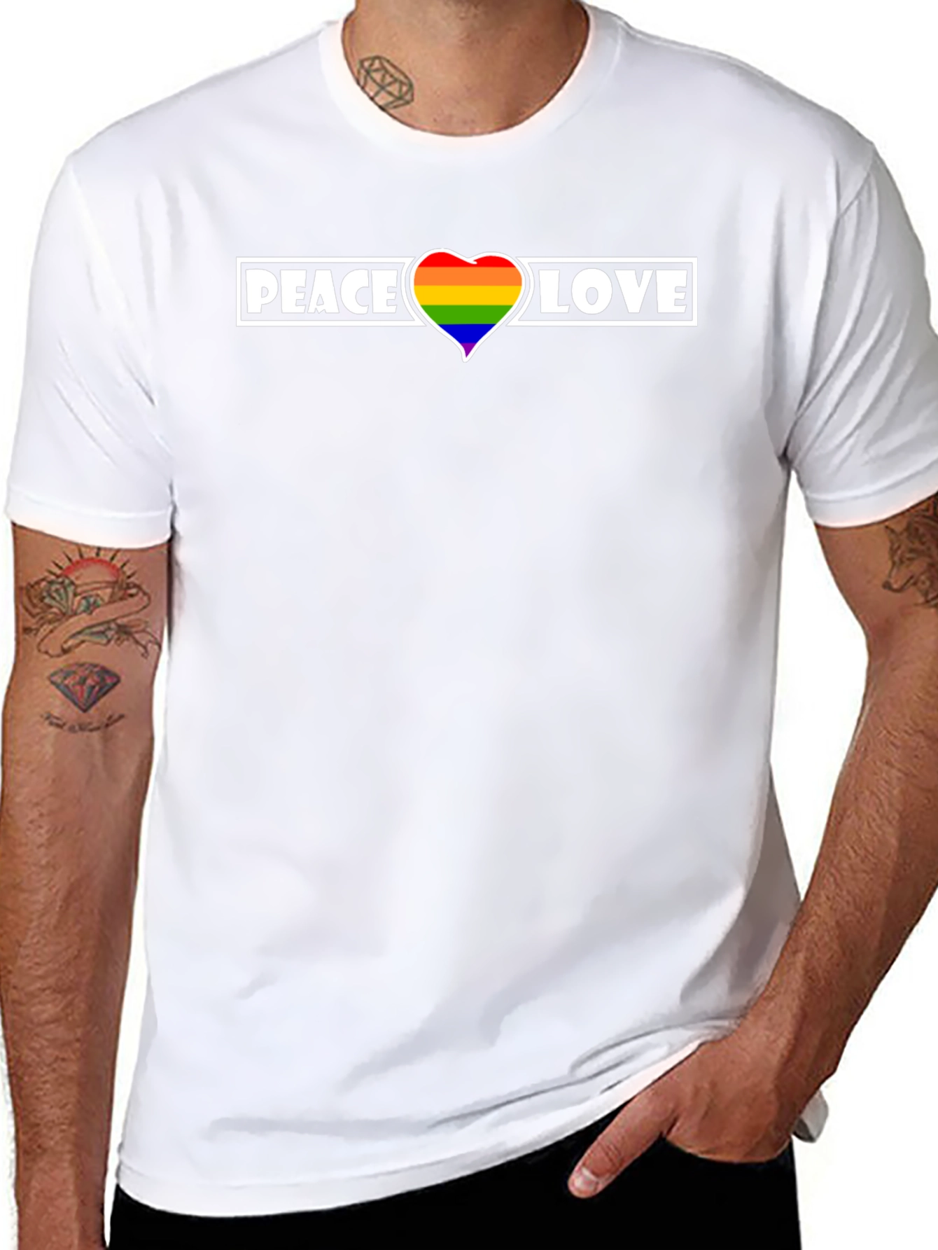Peace Love Rainbow Heart T-Shirt - Pride Apparel