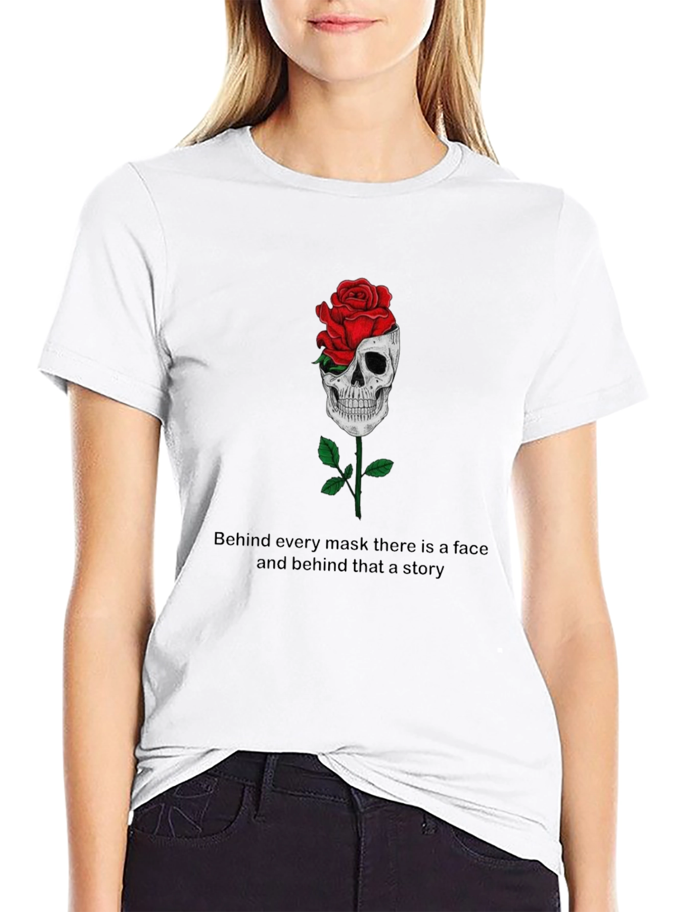Skull Rose Graphic Tee - Behind Every Mask