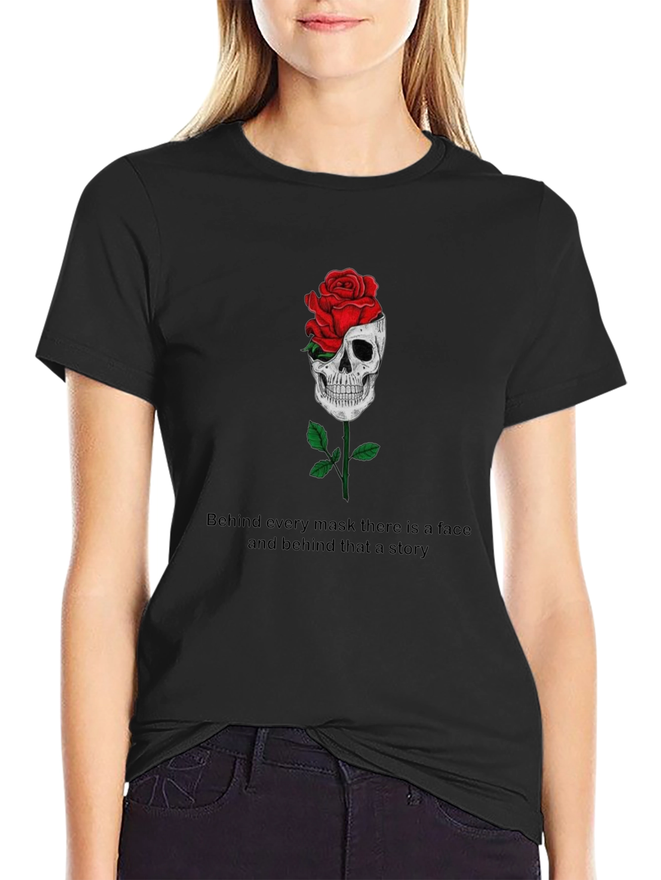 Skull Rose Graphic Tee - Behind Every Mask