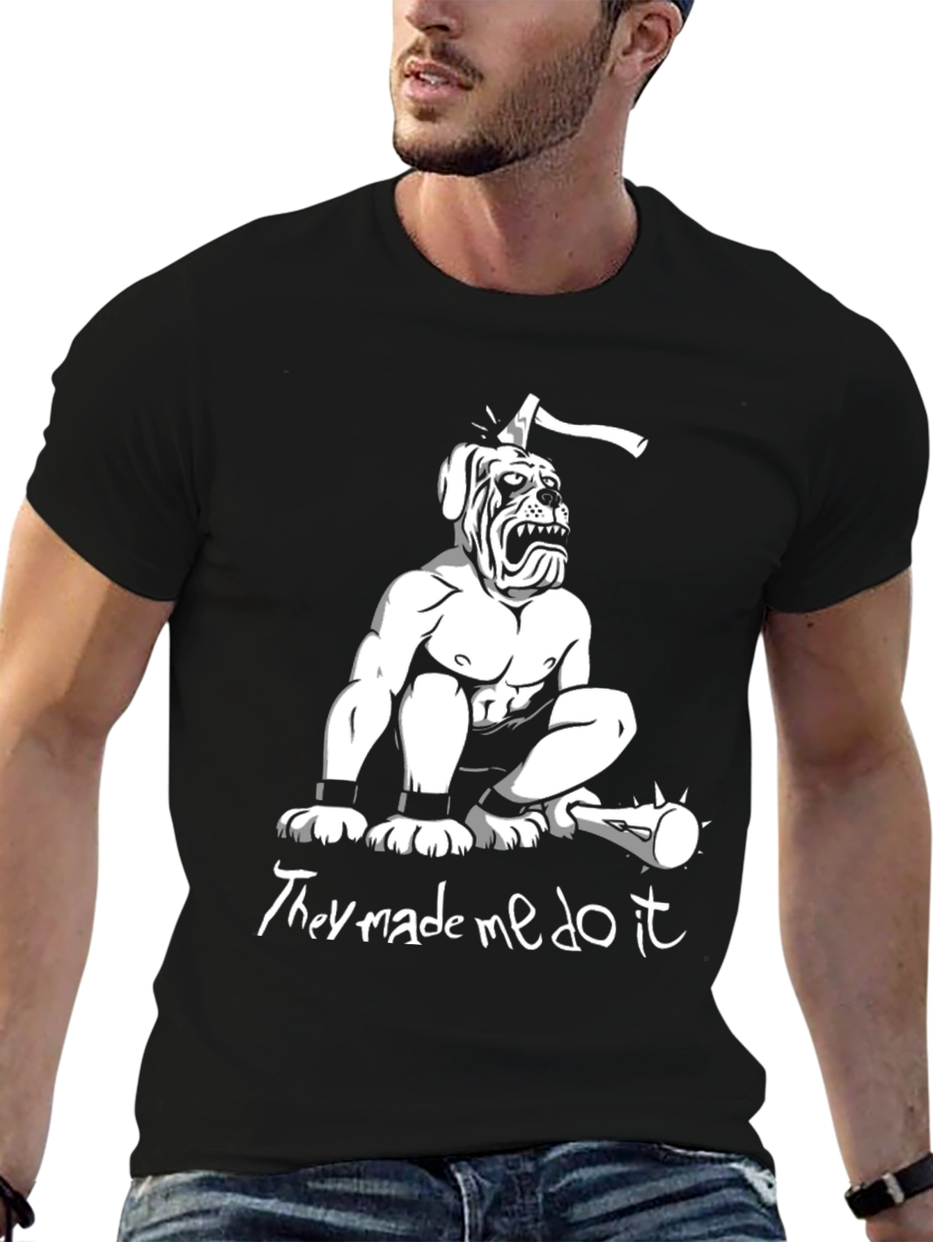 Humorous They Made Me Do It Graphic T-Shirt