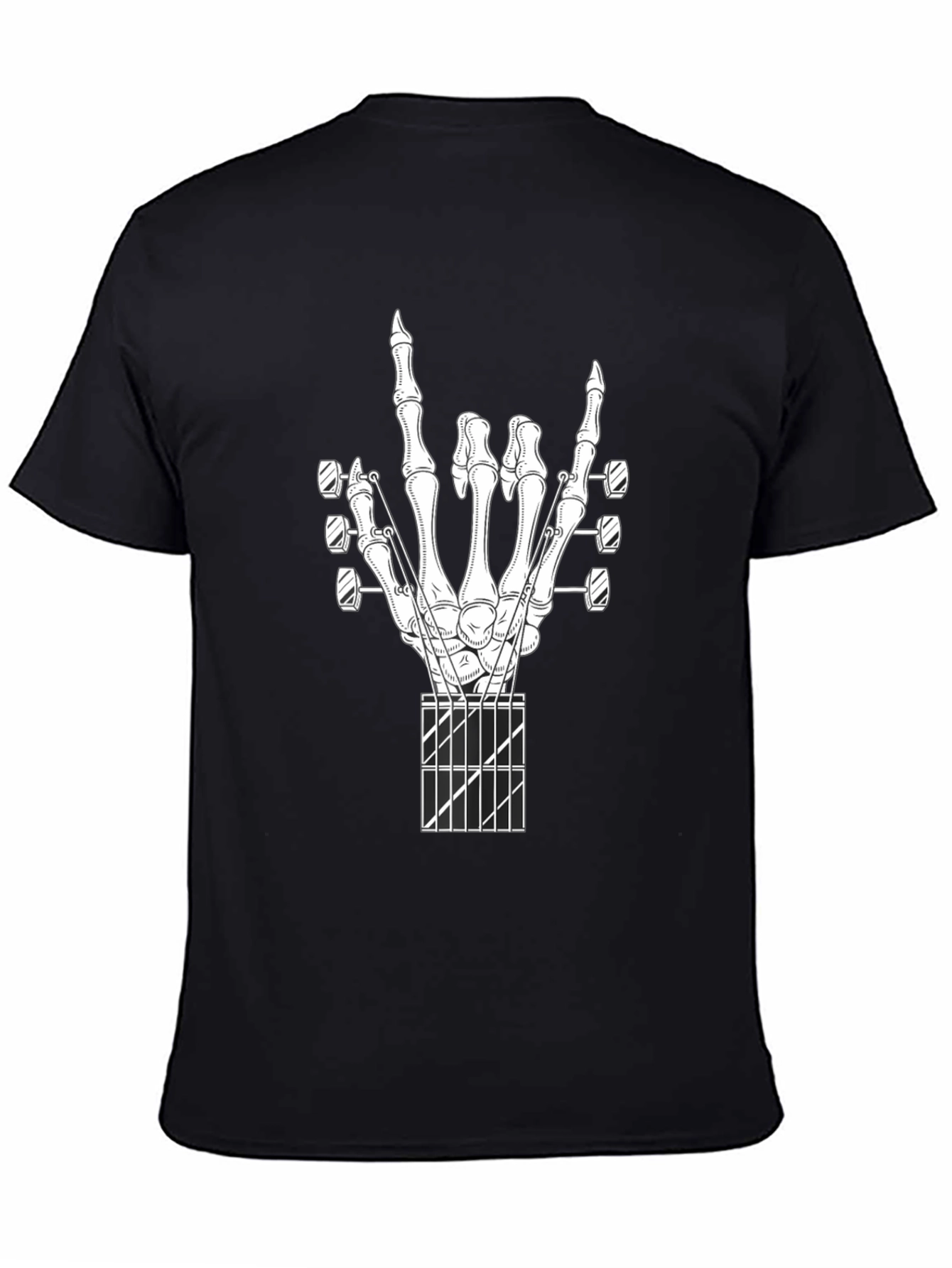 Rock On Guitar Skeleton Hand Black T-Shirt