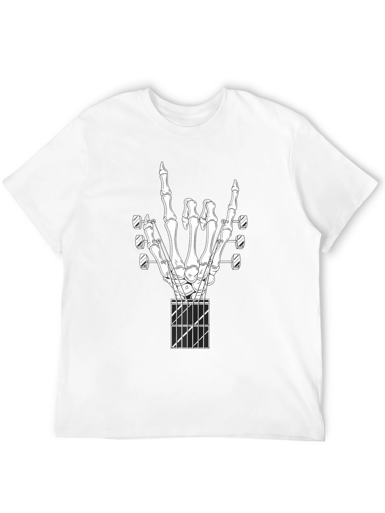 Rock On Guitar Skeleton Hand Black T-Shirt