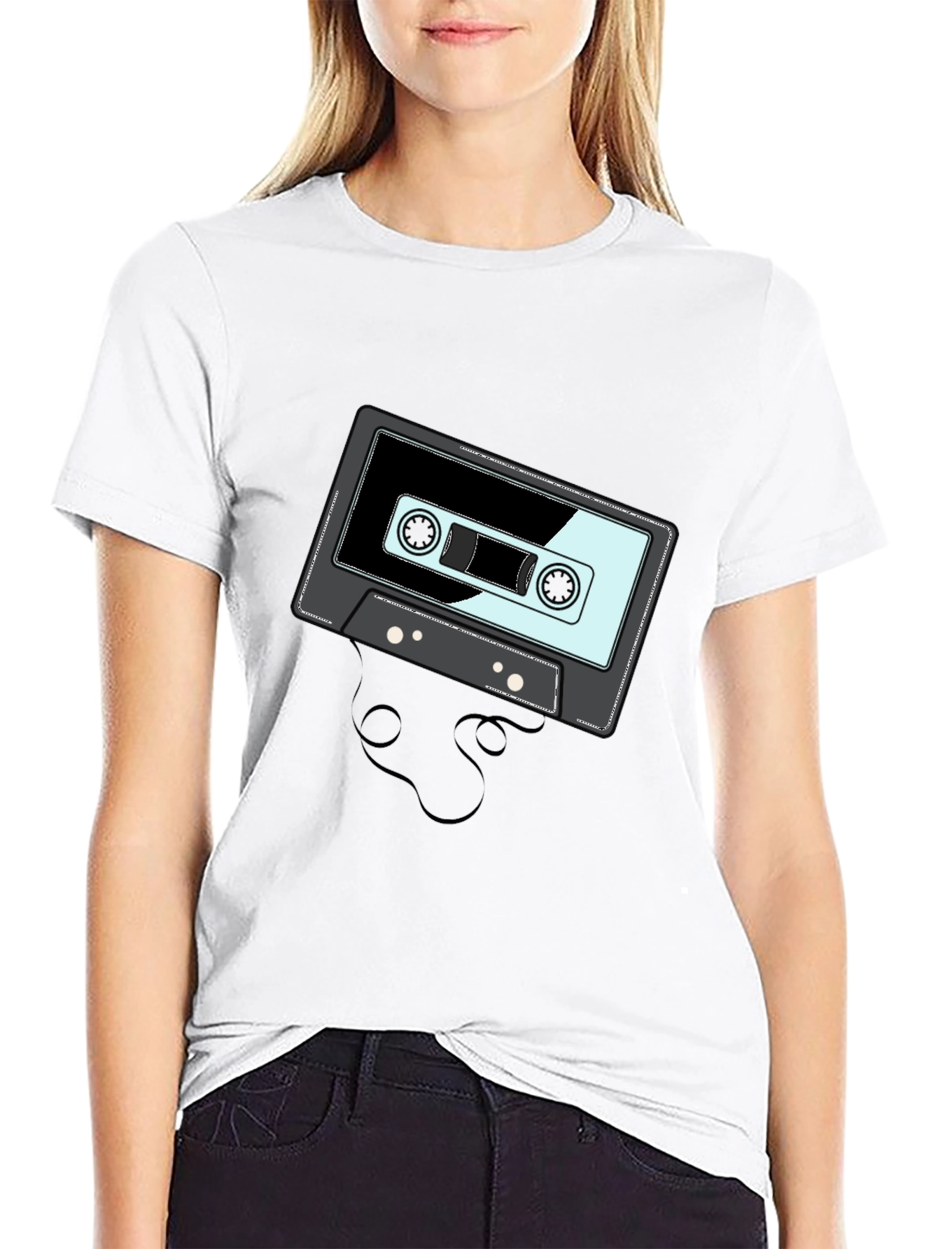 Retro Cassette Tape Graphic Black T-Shirt