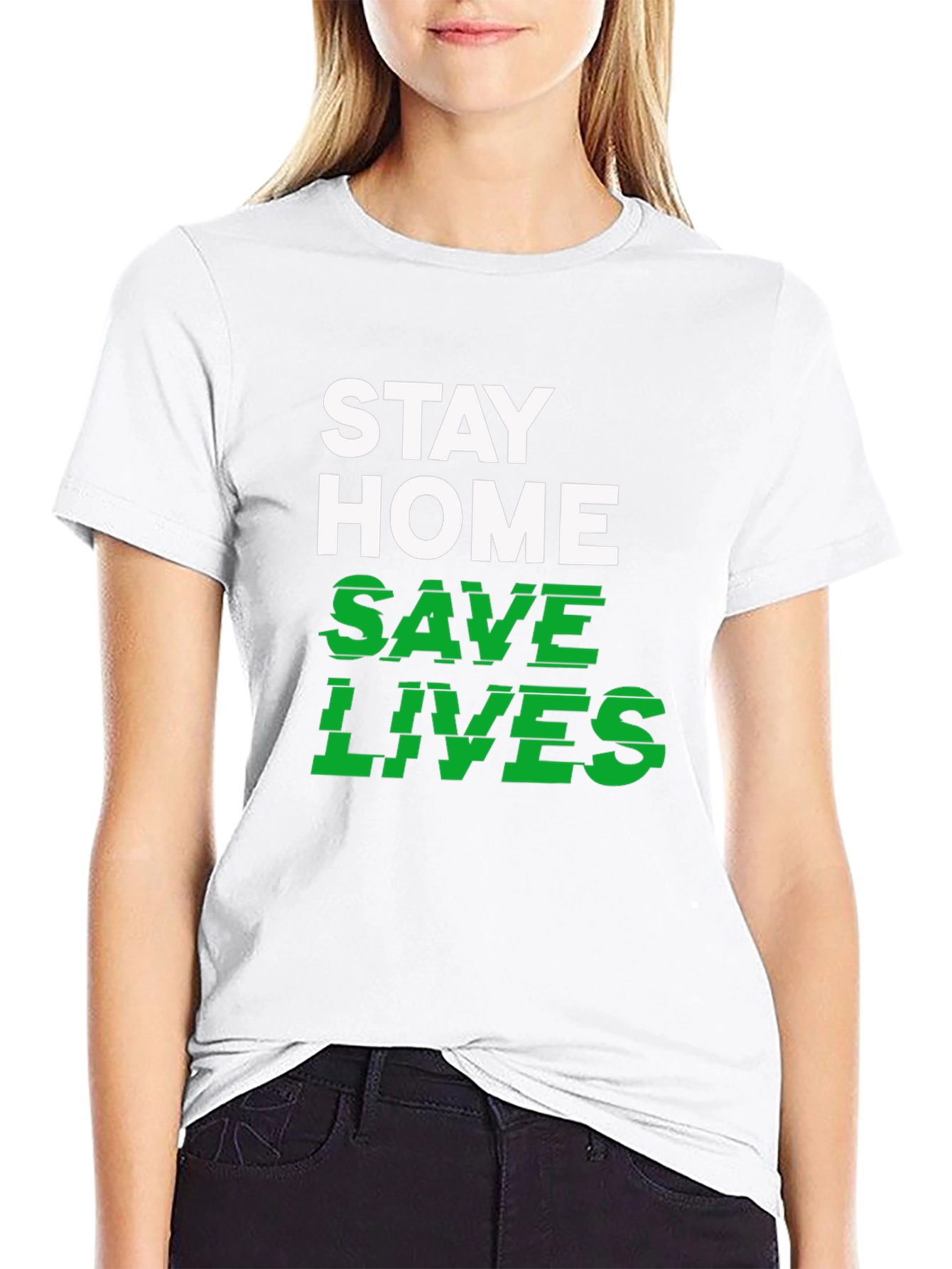 Stay Home Save Lives Graphic Tee - Black