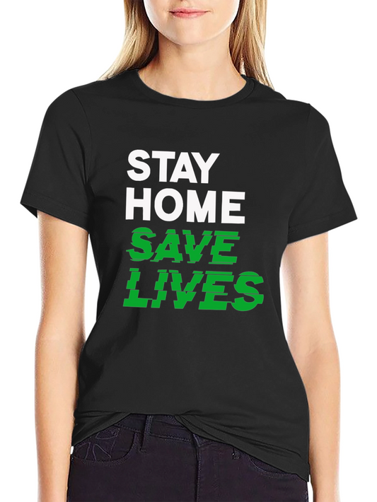 Stay Home Save Lives Graphic Tee - Black