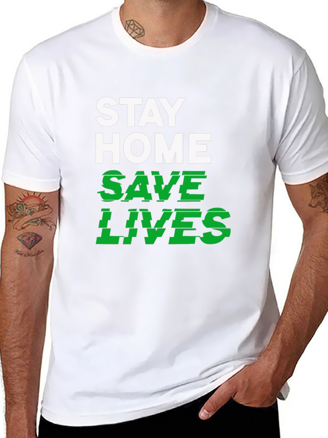 Stay Home Save Lives Graphic Tee - Black