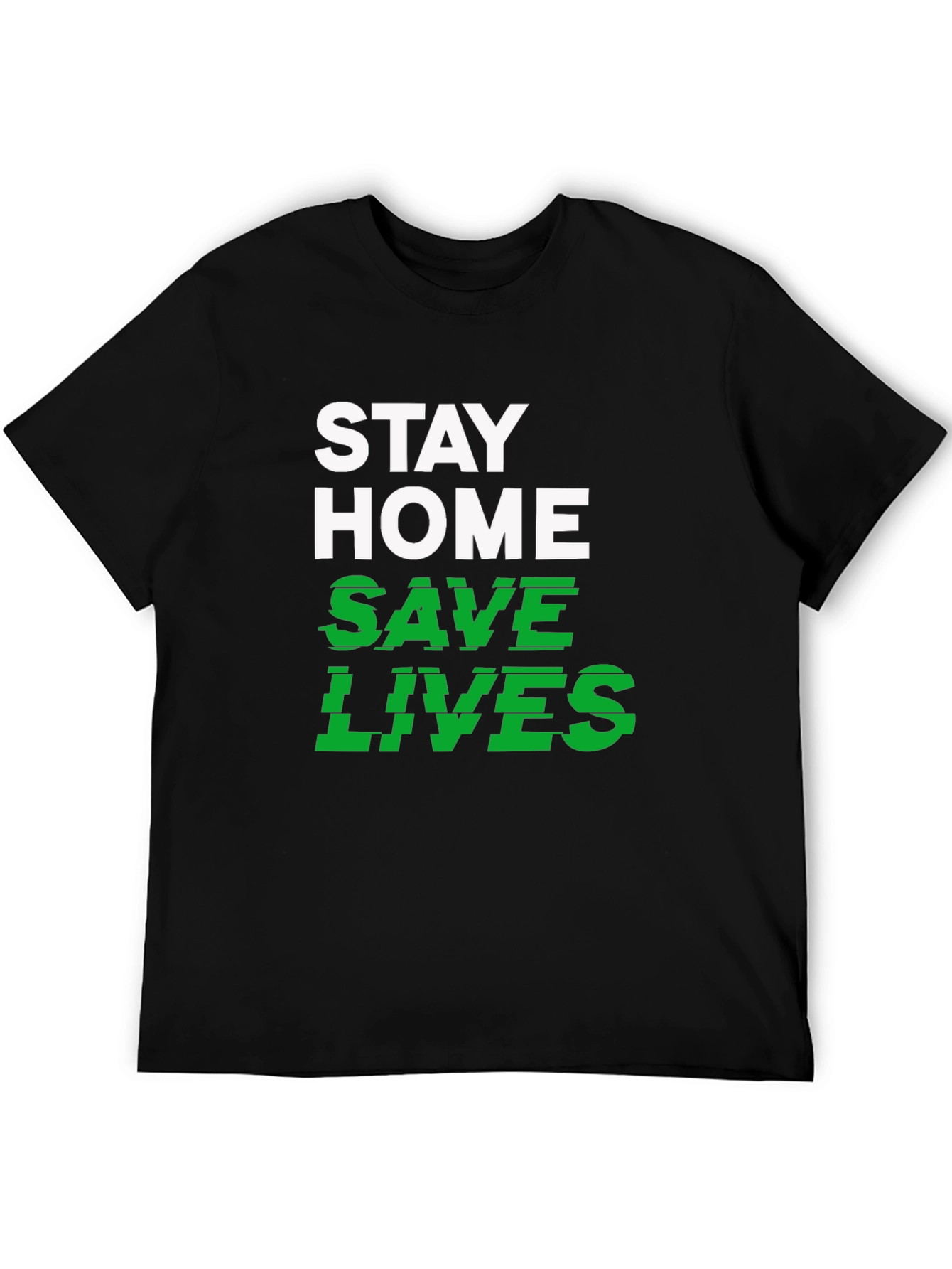 Stay Home Save Lives Graphic Tee - Black