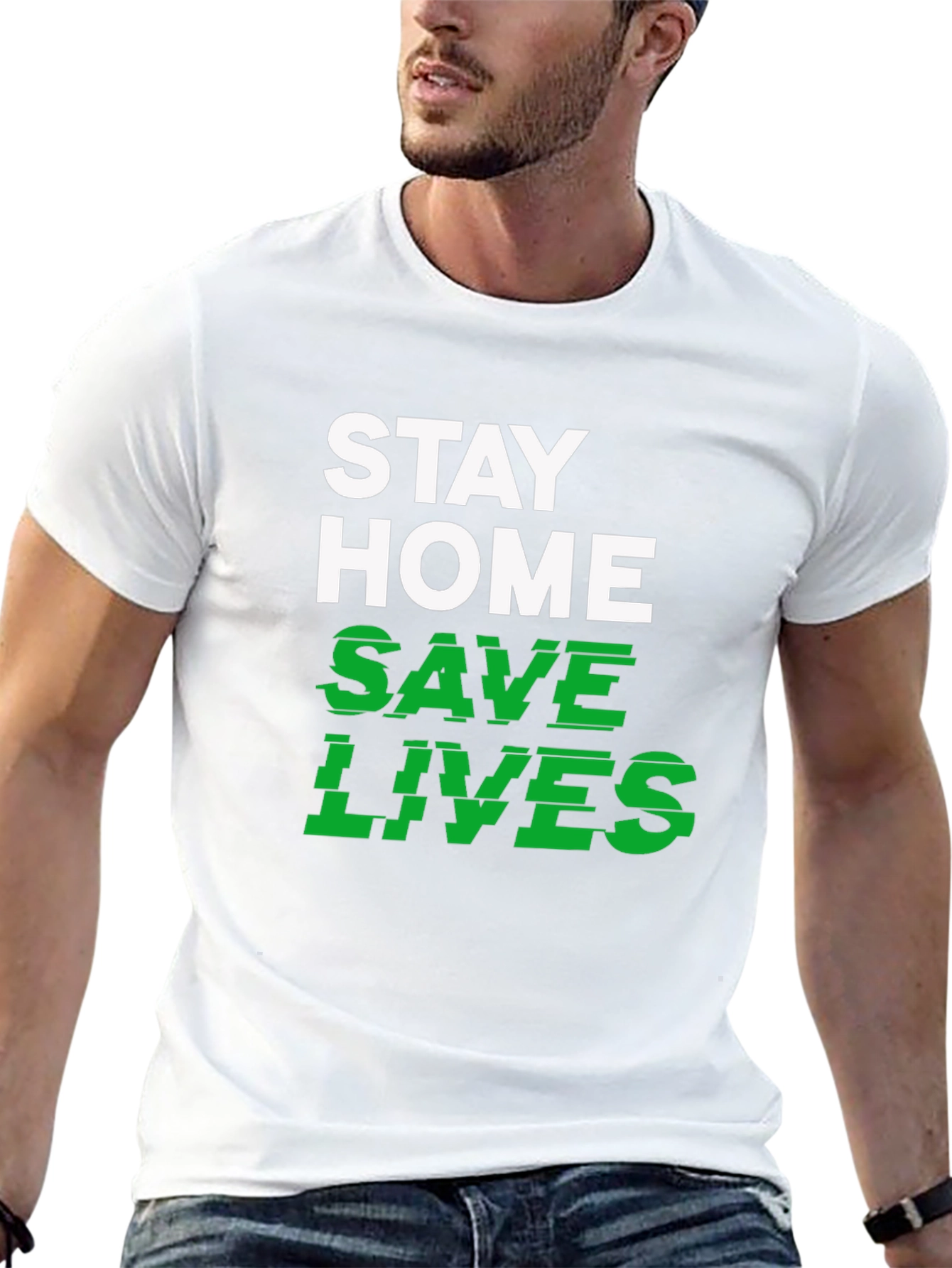 Stay Home Save Lives Graphic Tee - Black