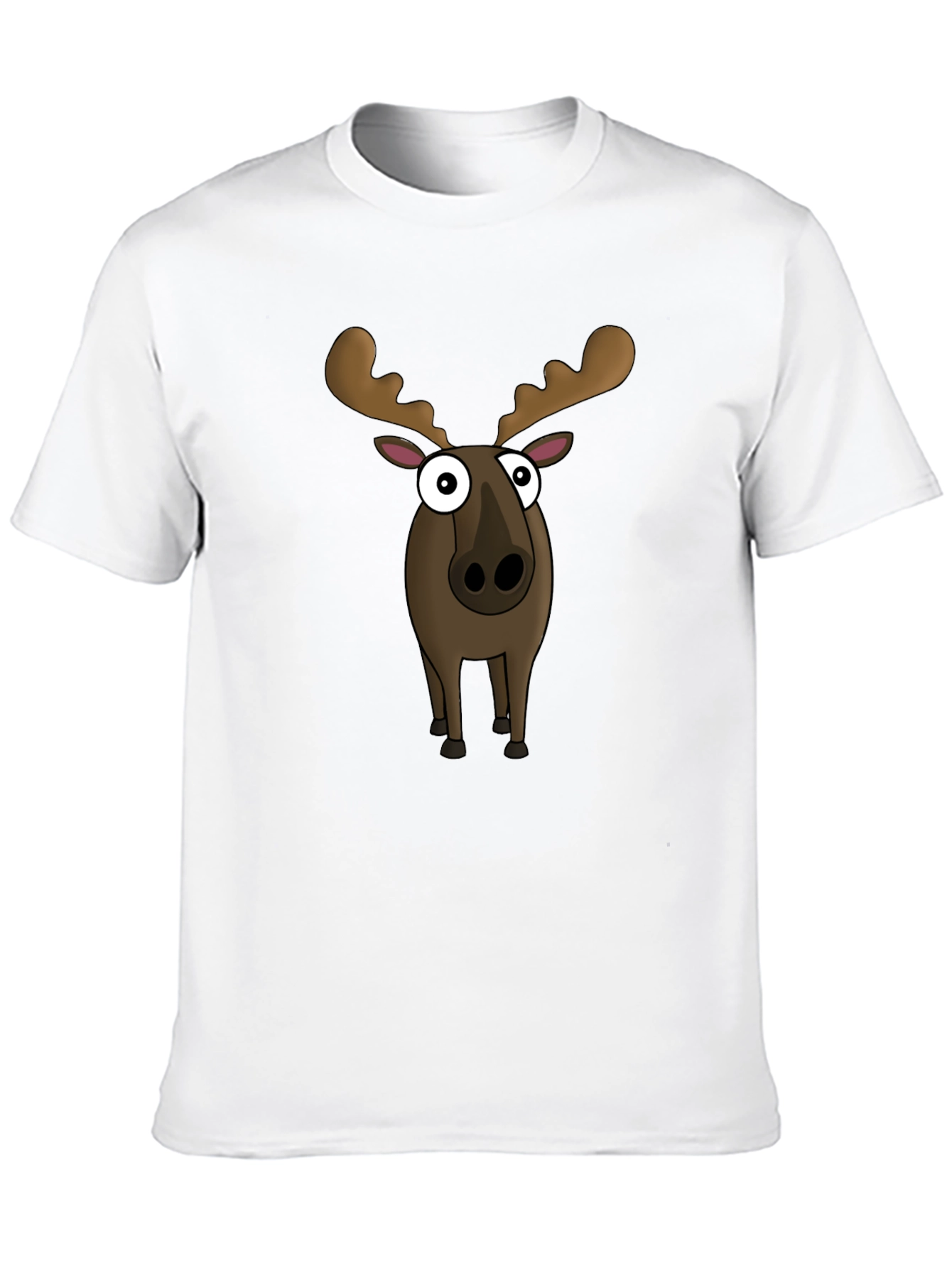 Moose Cartoon Graphic Tee - Black Cotton Blend
