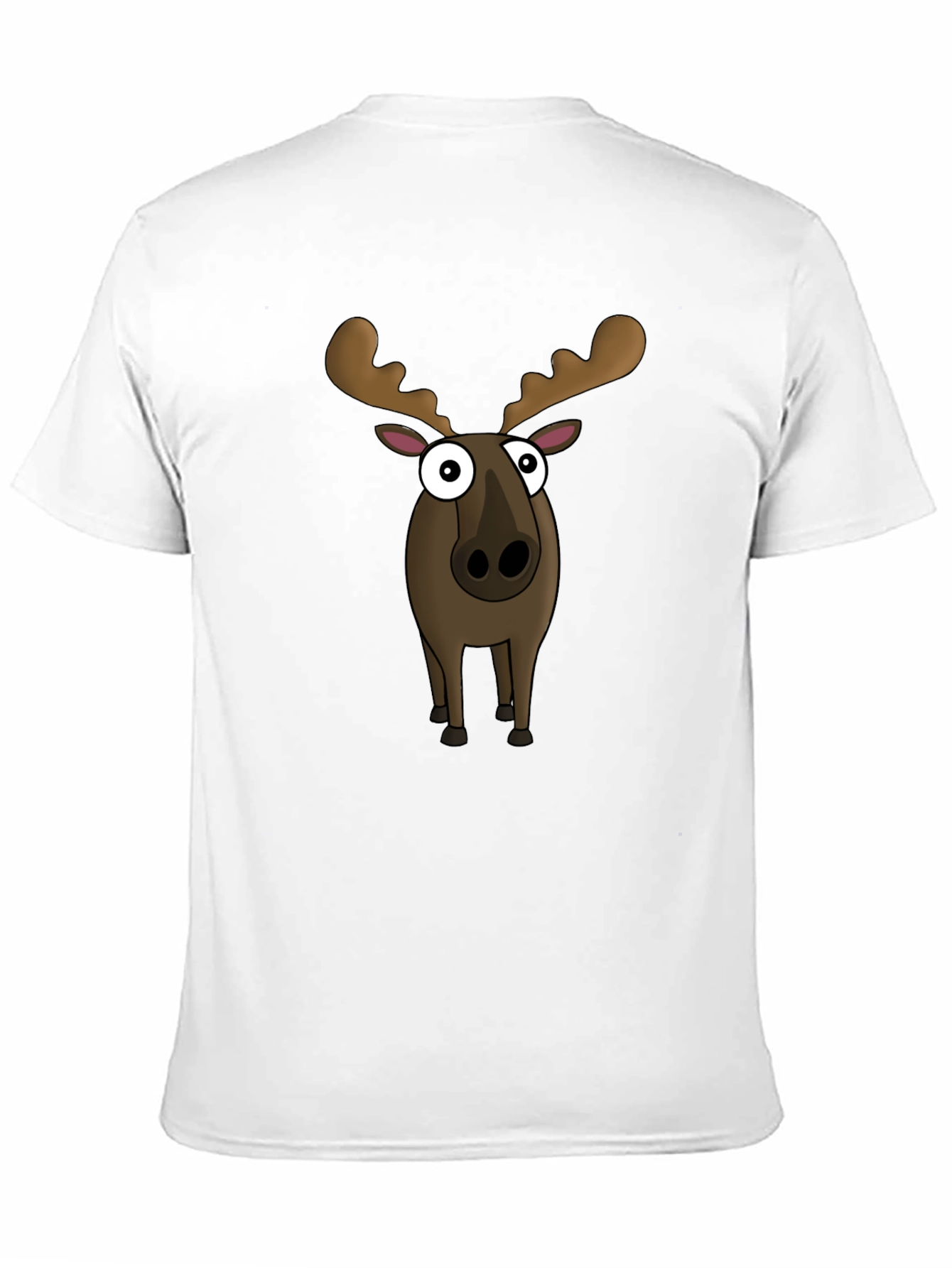 Moose Cartoon Graphic Tee - Black Cotton Blend