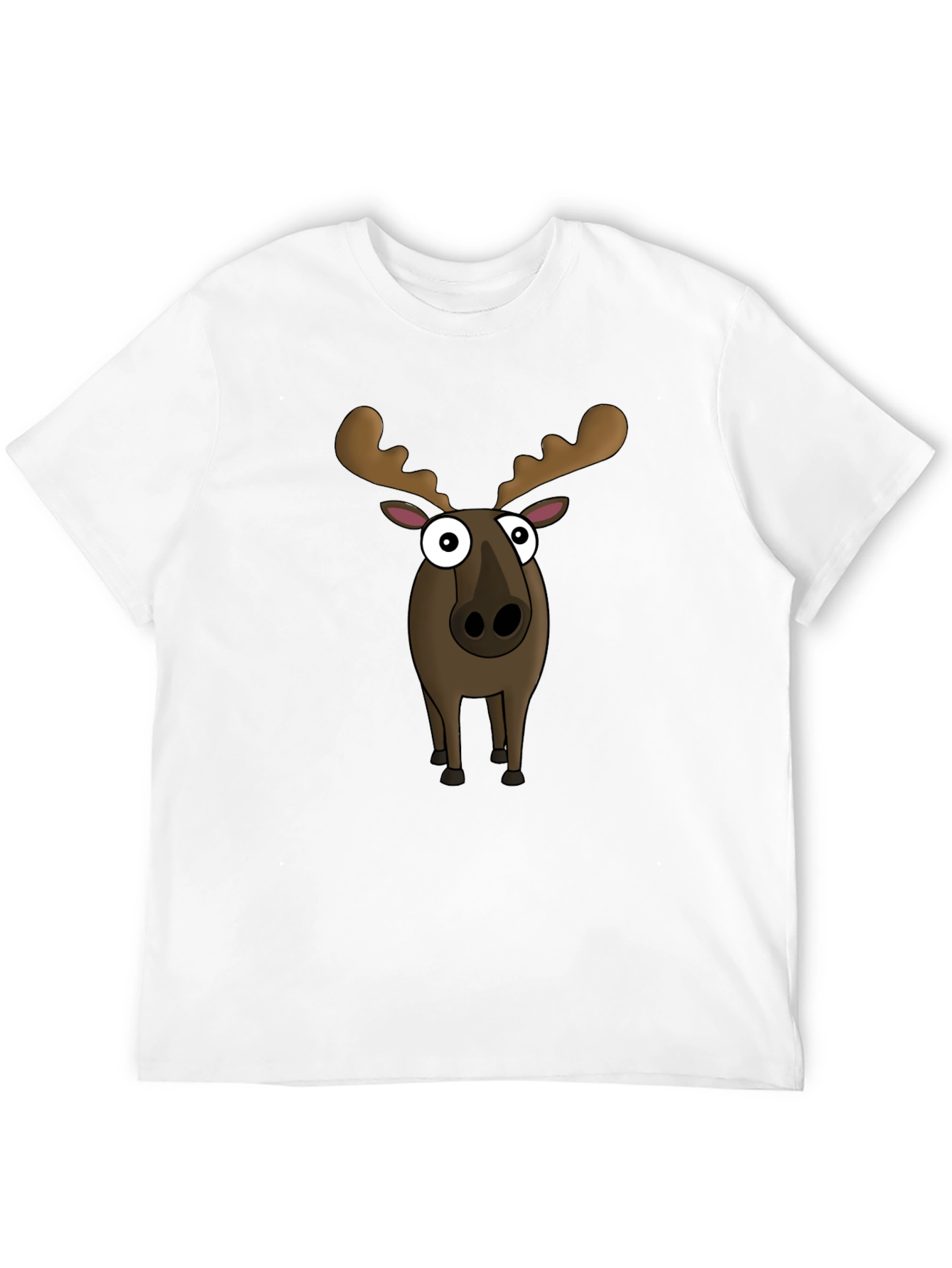 Moose Cartoon Graphic Tee - Black Cotton Blend