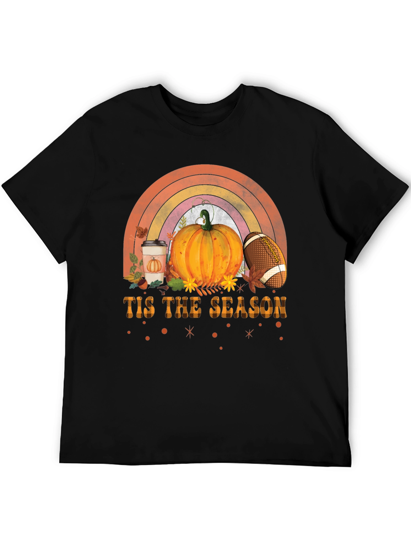Fall Season T-Shirt with Pumpkin and Football Design
