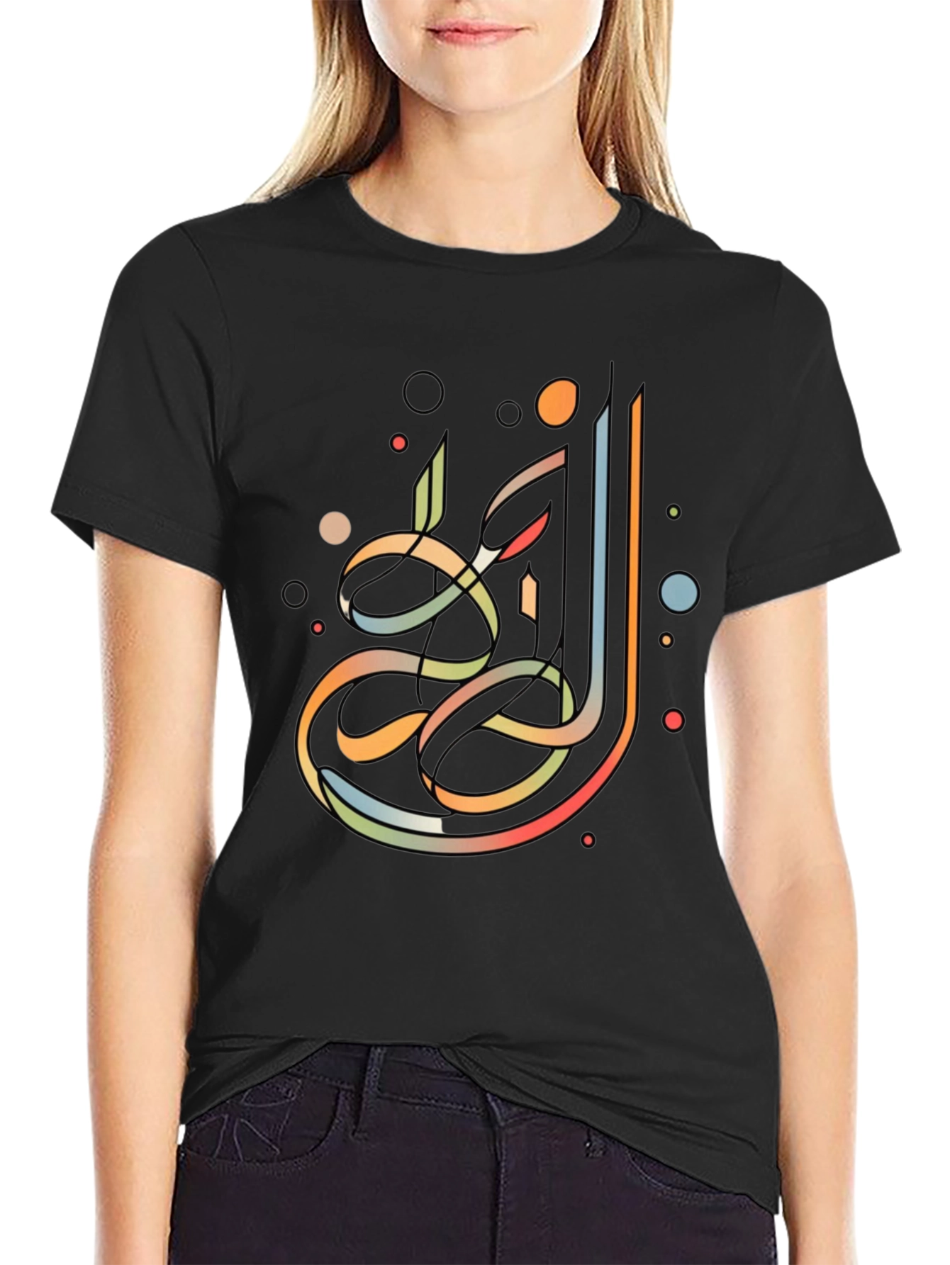 Abstract Arabic Calligraphy Graphic Tee - Modern Casual Style