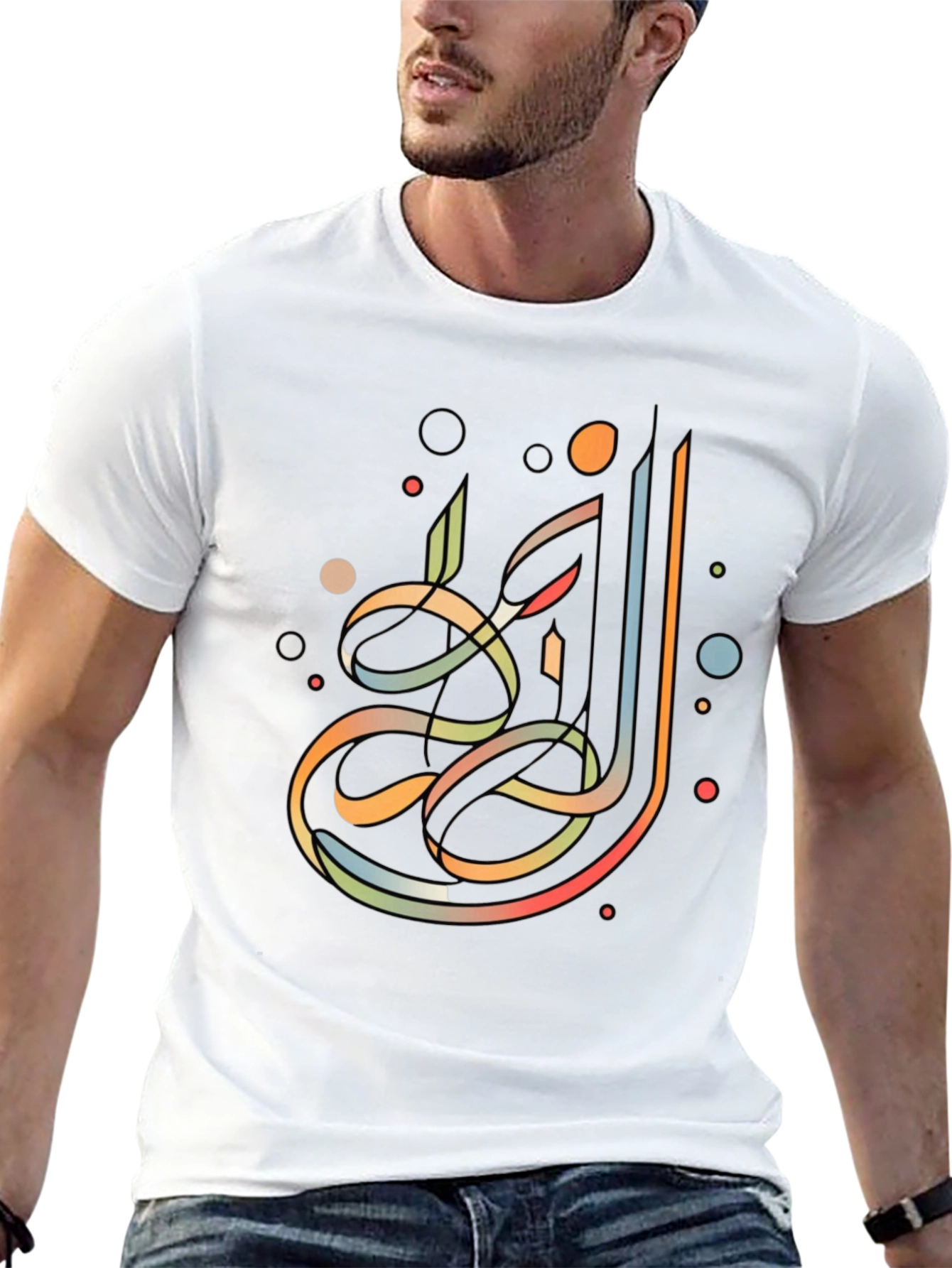 Abstract Arabic Calligraphy Graphic Tee - Modern Casual Style