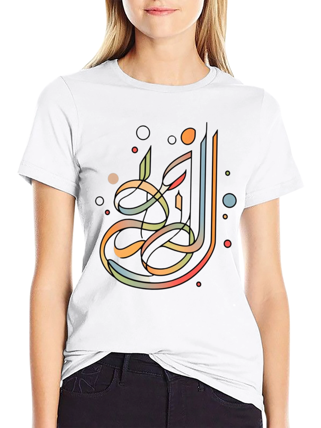 Abstract Arabic Calligraphy Graphic Tee - Modern Casual Style