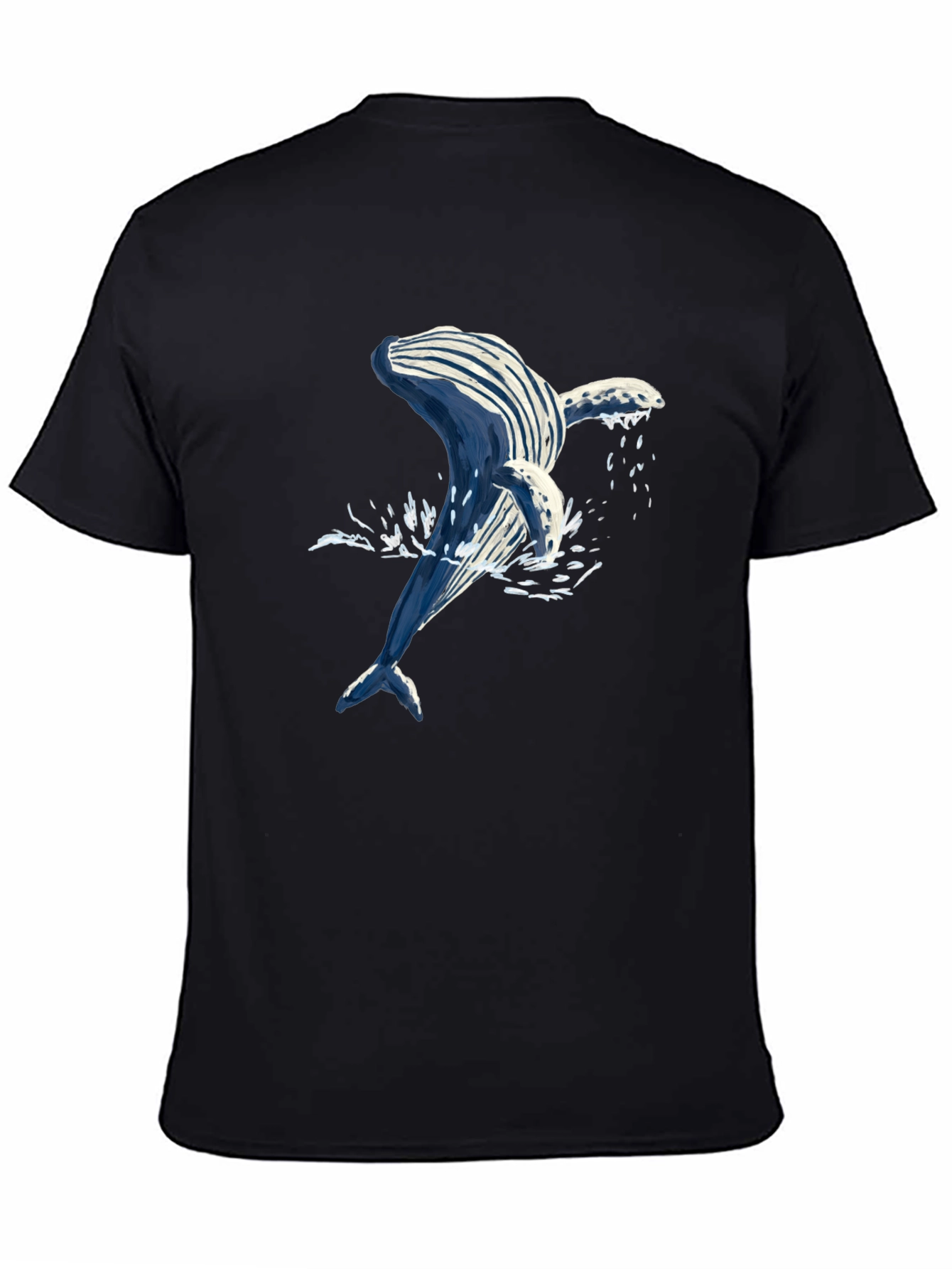 Whale Graphic Tee - Black Cotton T-Shirt