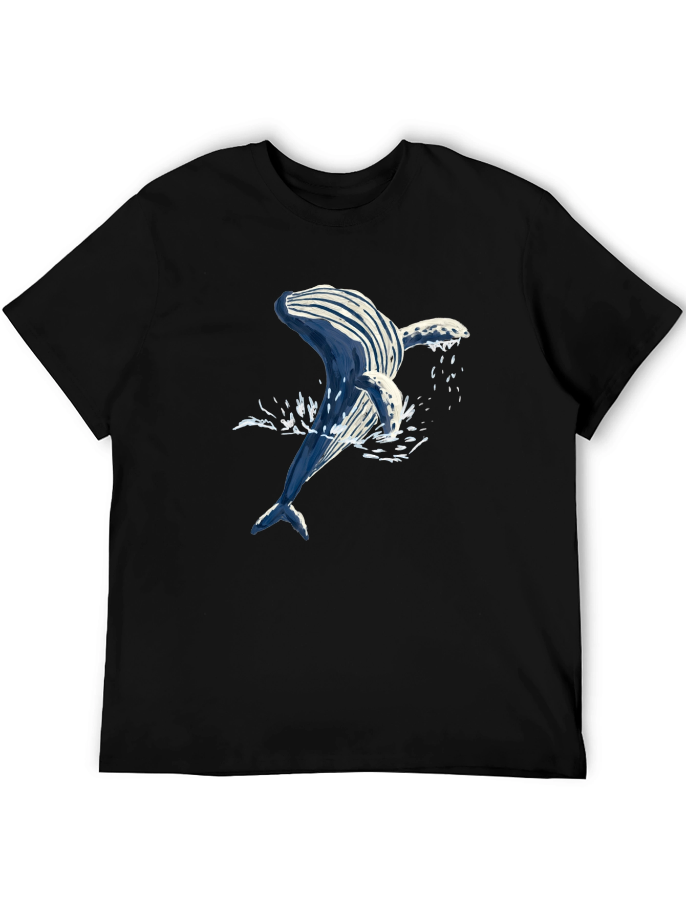 Whale Graphic Tee - Black Cotton T-Shirt