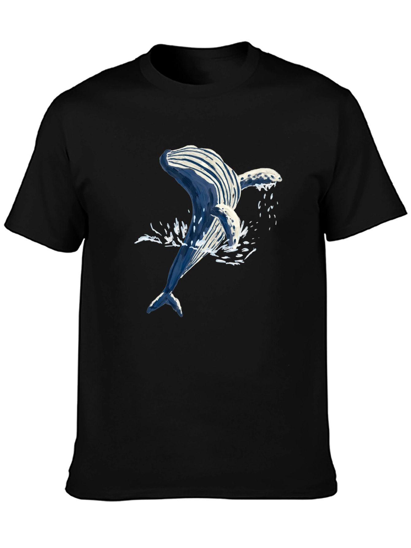 Whale Graphic Tee - Black Cotton T-Shirt