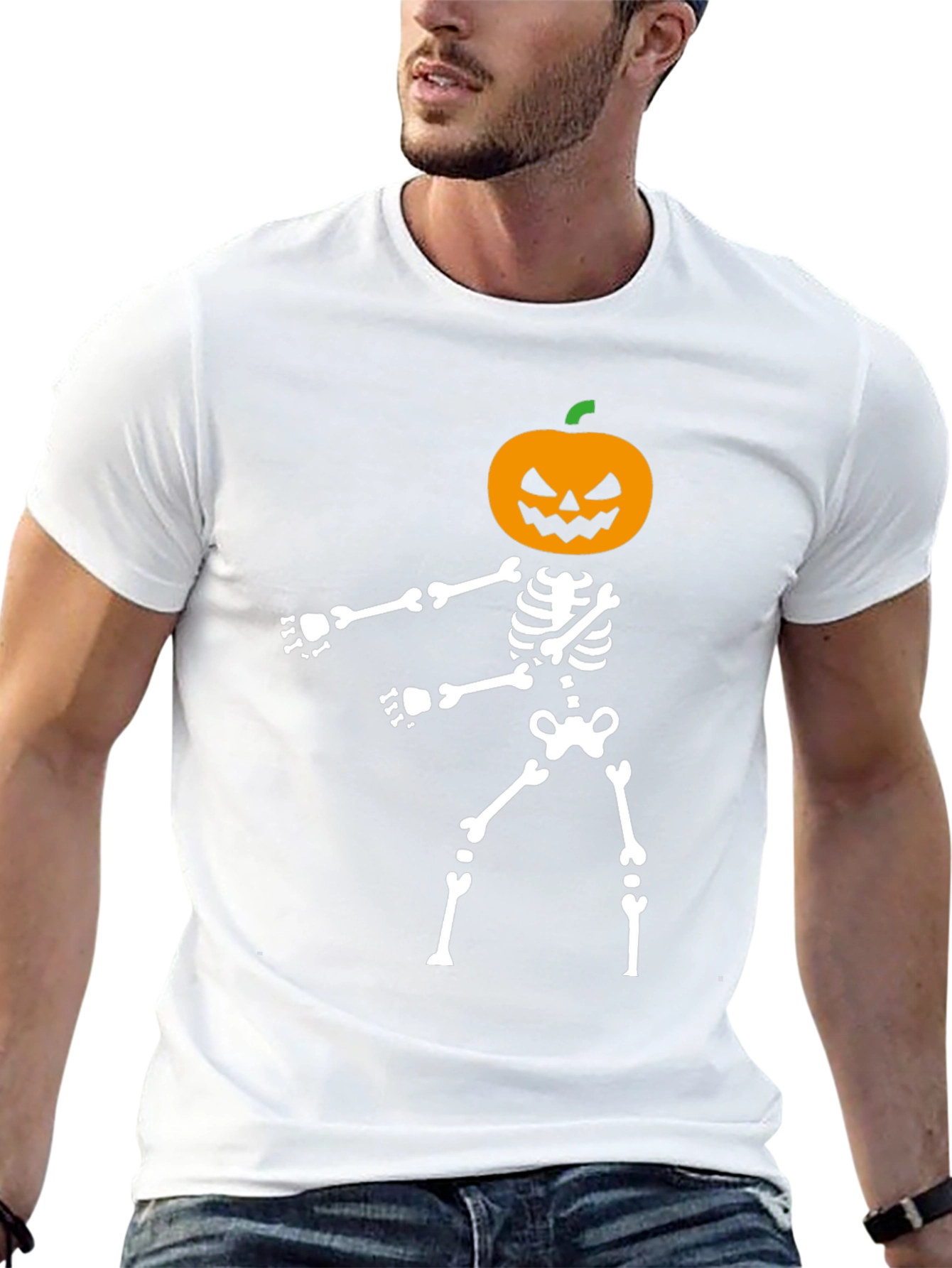 Halloween Pumpkin Skeleton Graphic Tee