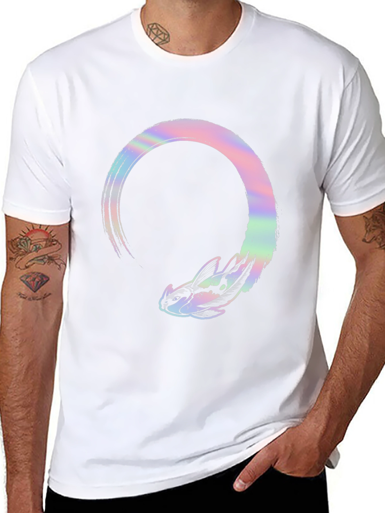 Abstract Dragon Graphic Tee - Black