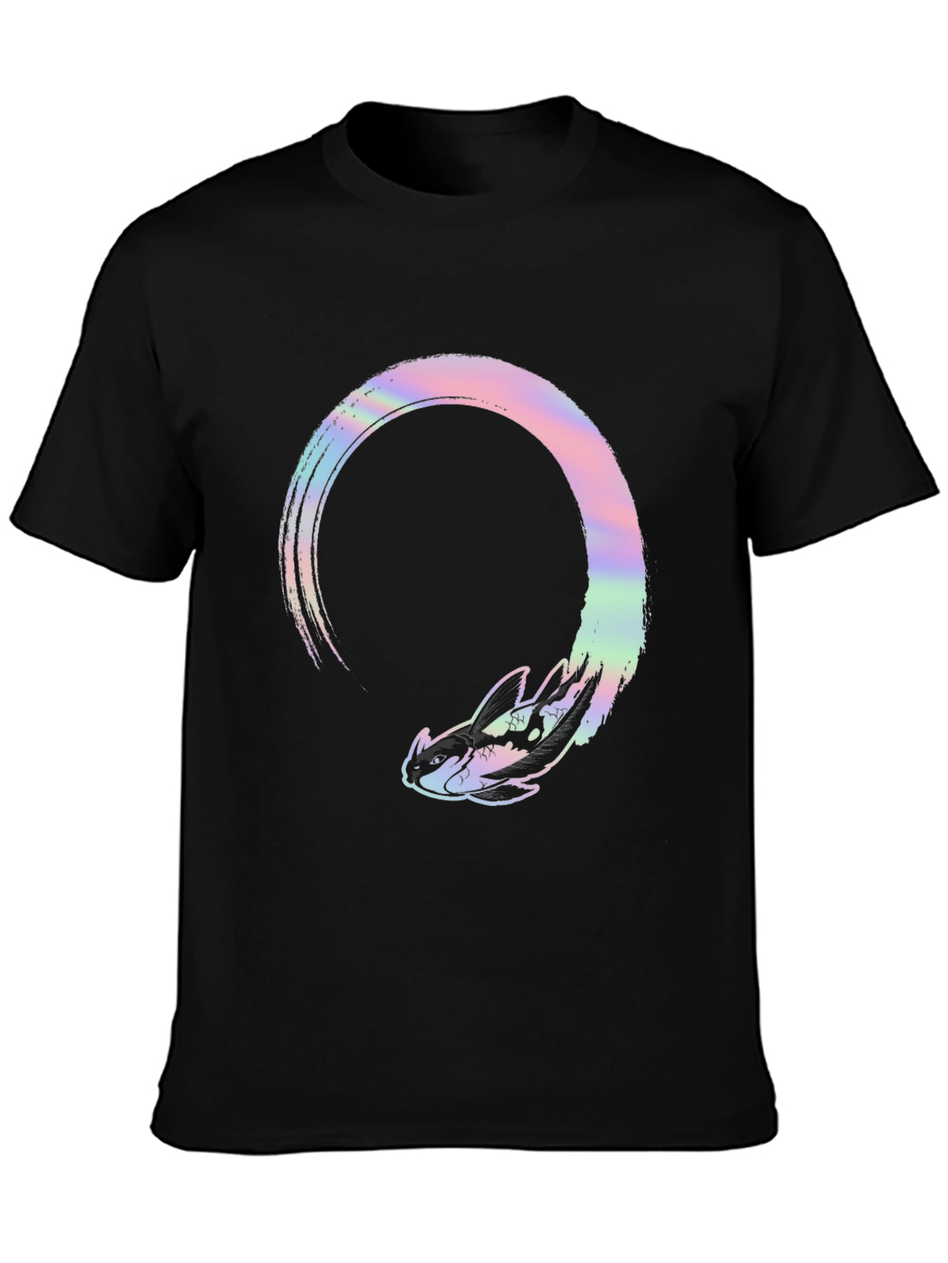 Abstract Dragon Graphic Tee - Black