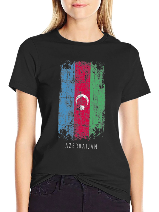 Azerbaijan Flag T-Shirt - Distressed Style Black