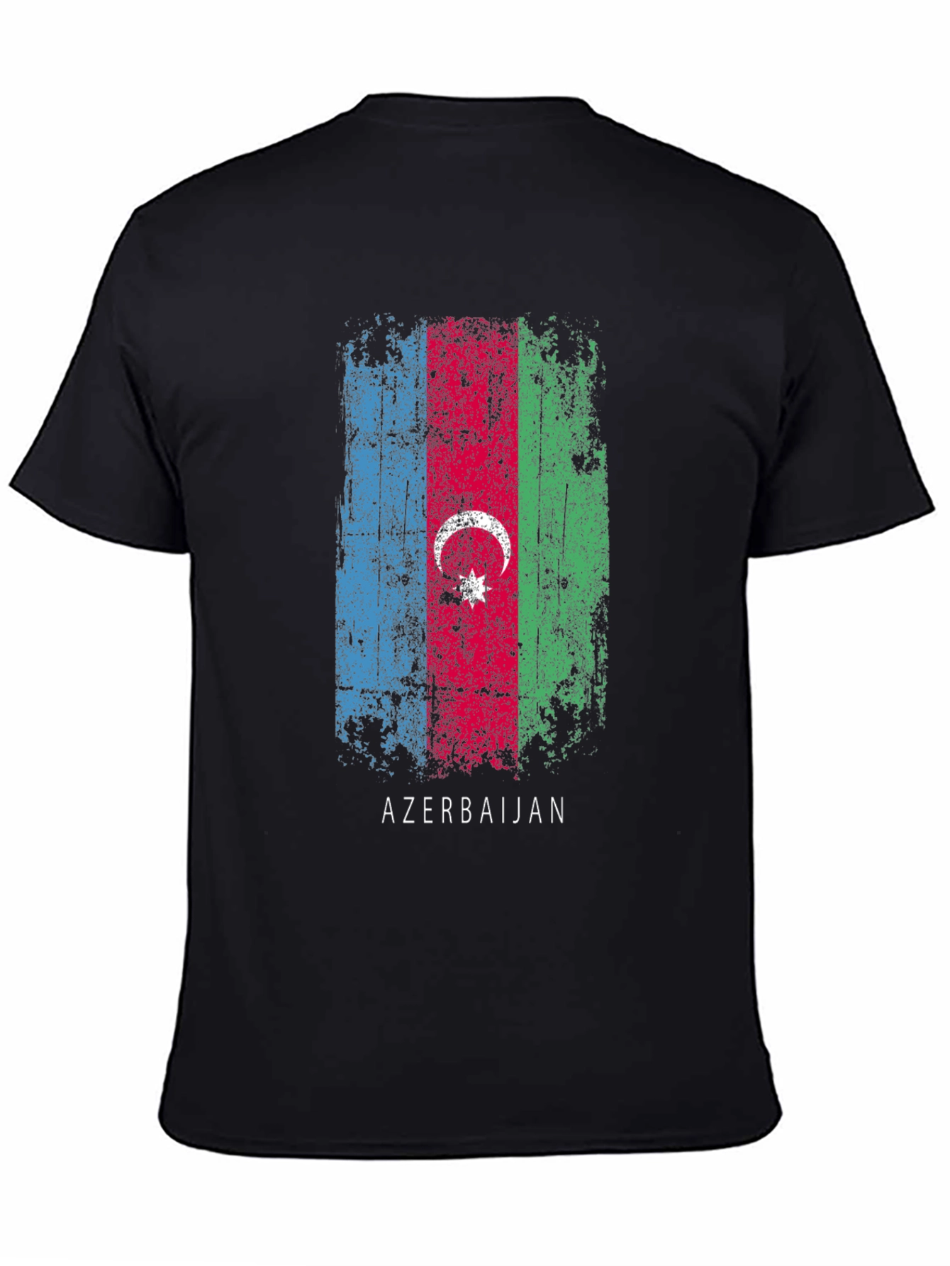 Azerbaijan Flag T-Shirt - Distressed Style Black