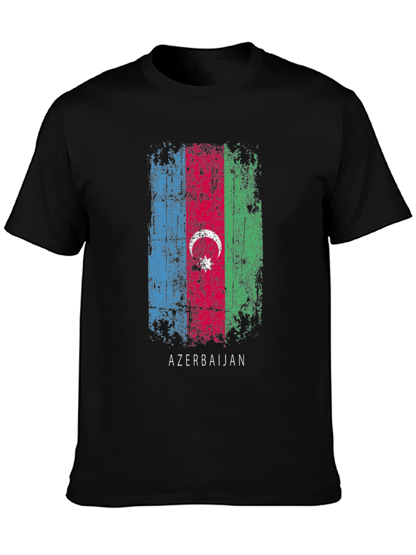 Azerbaijan Flag T-Shirt - Distressed Style Black