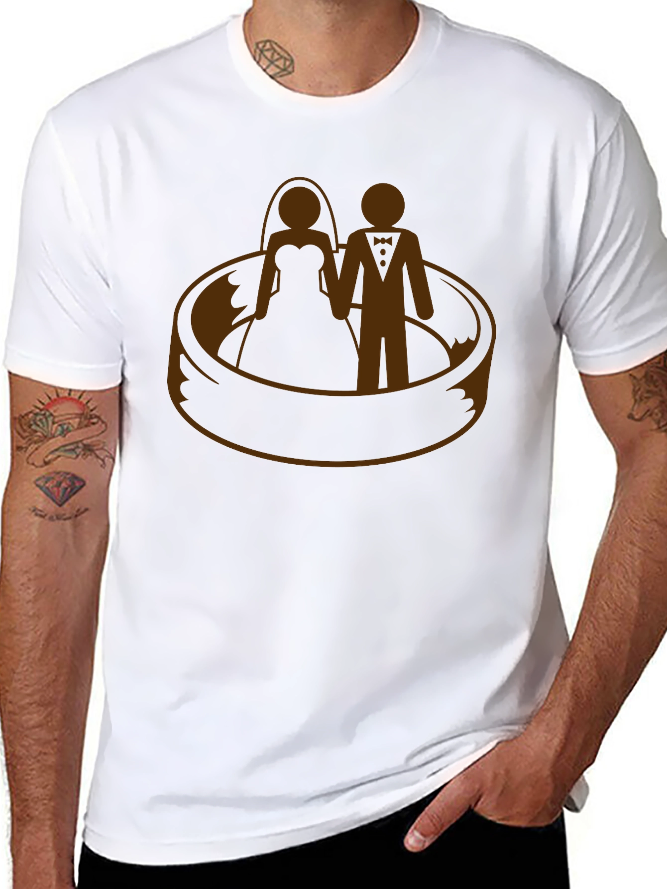 Wedding Ring T-Shirt - Bride and Groom Graphic Tee