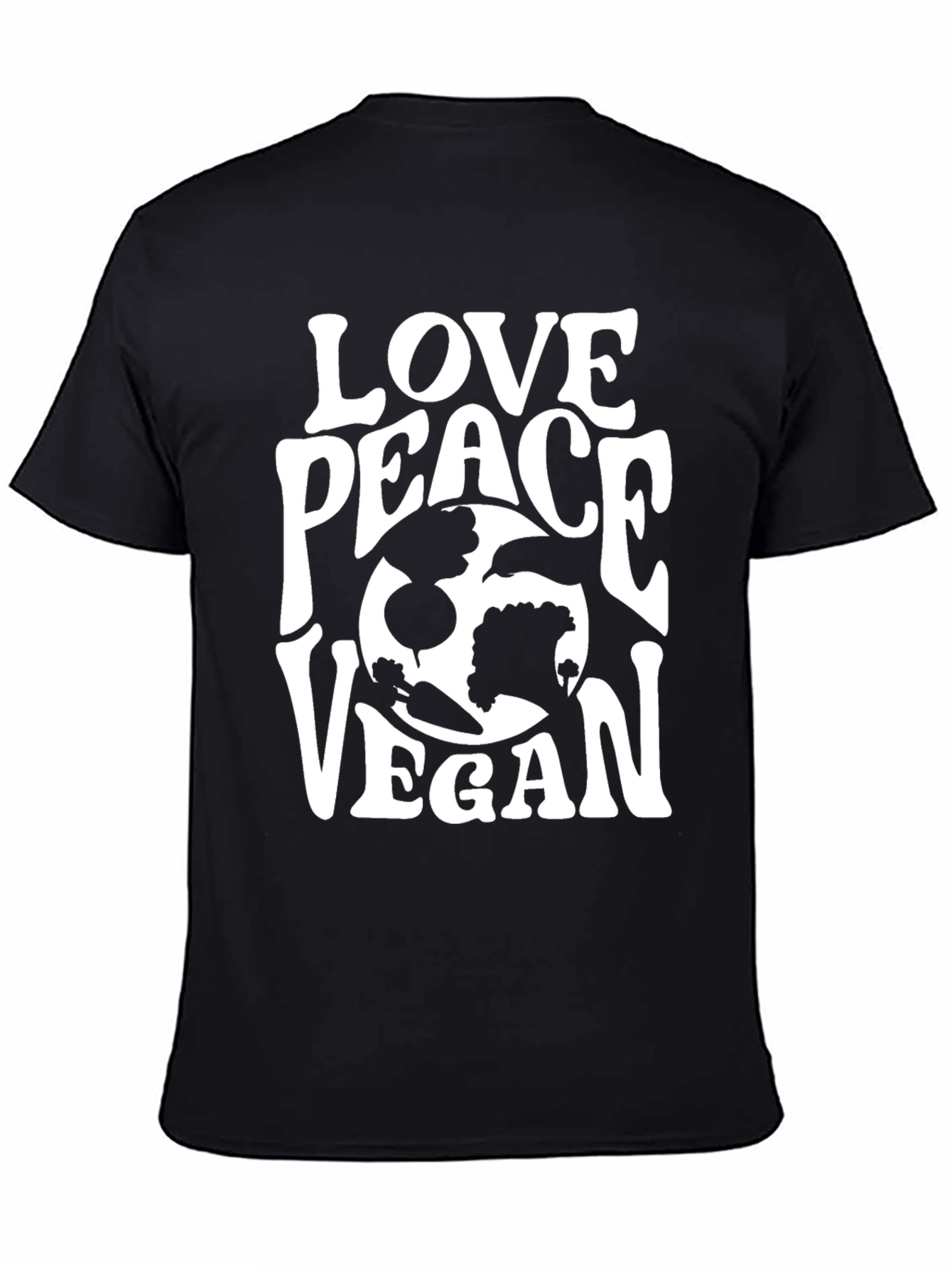 Love Peace Vegan T-Shirt - Black Graphic Tee