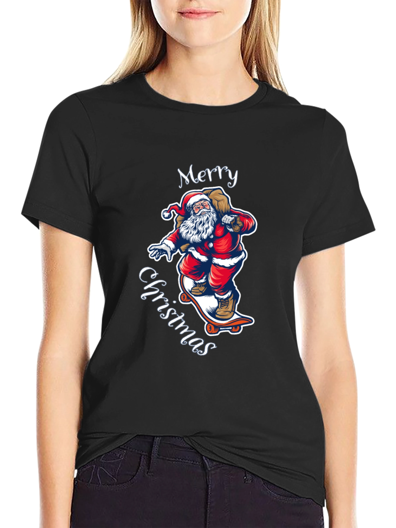 Skateboarding Santa T-Shirt - Merry Christmas Style